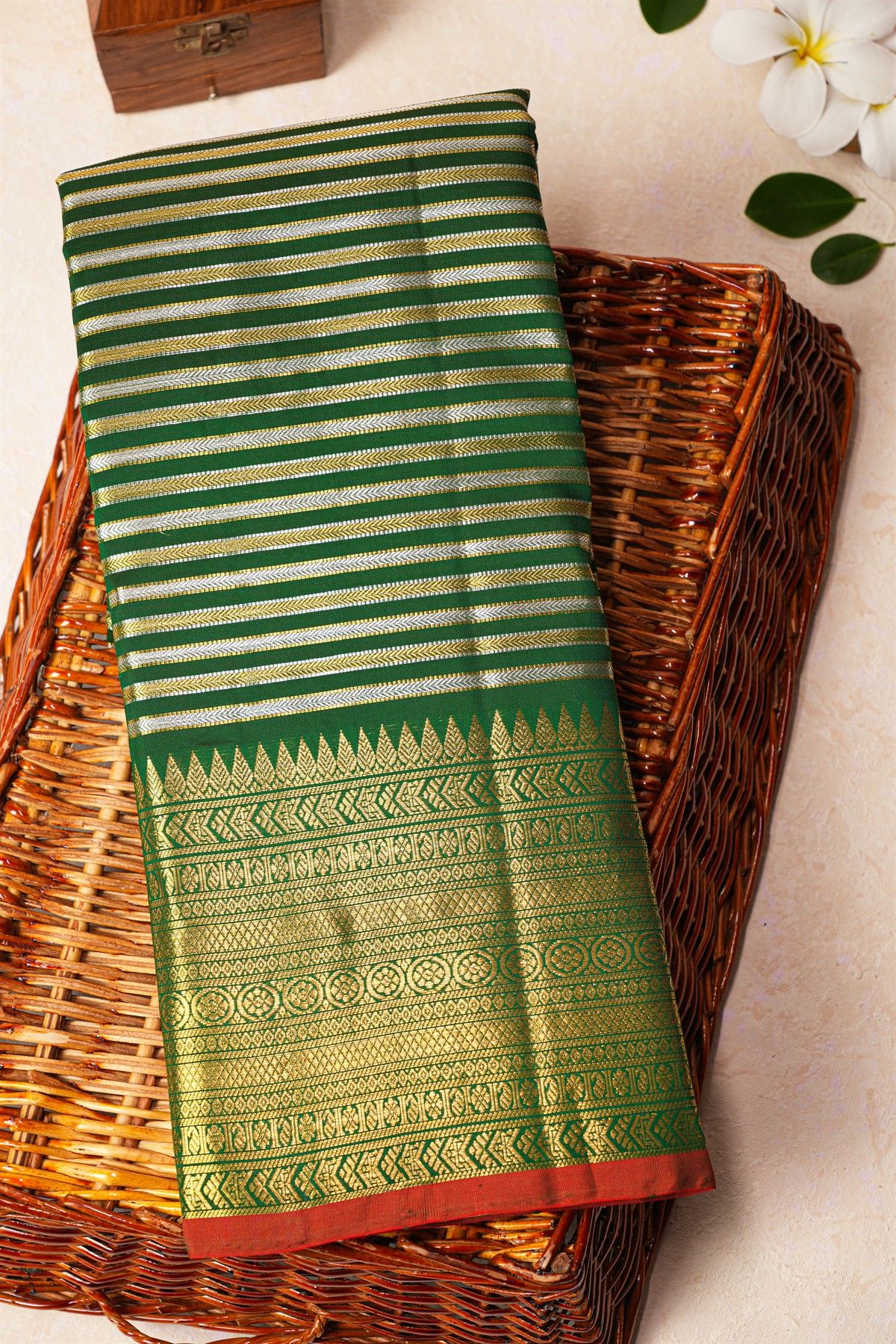 Kancheepuram Silk Bottle Green Saree