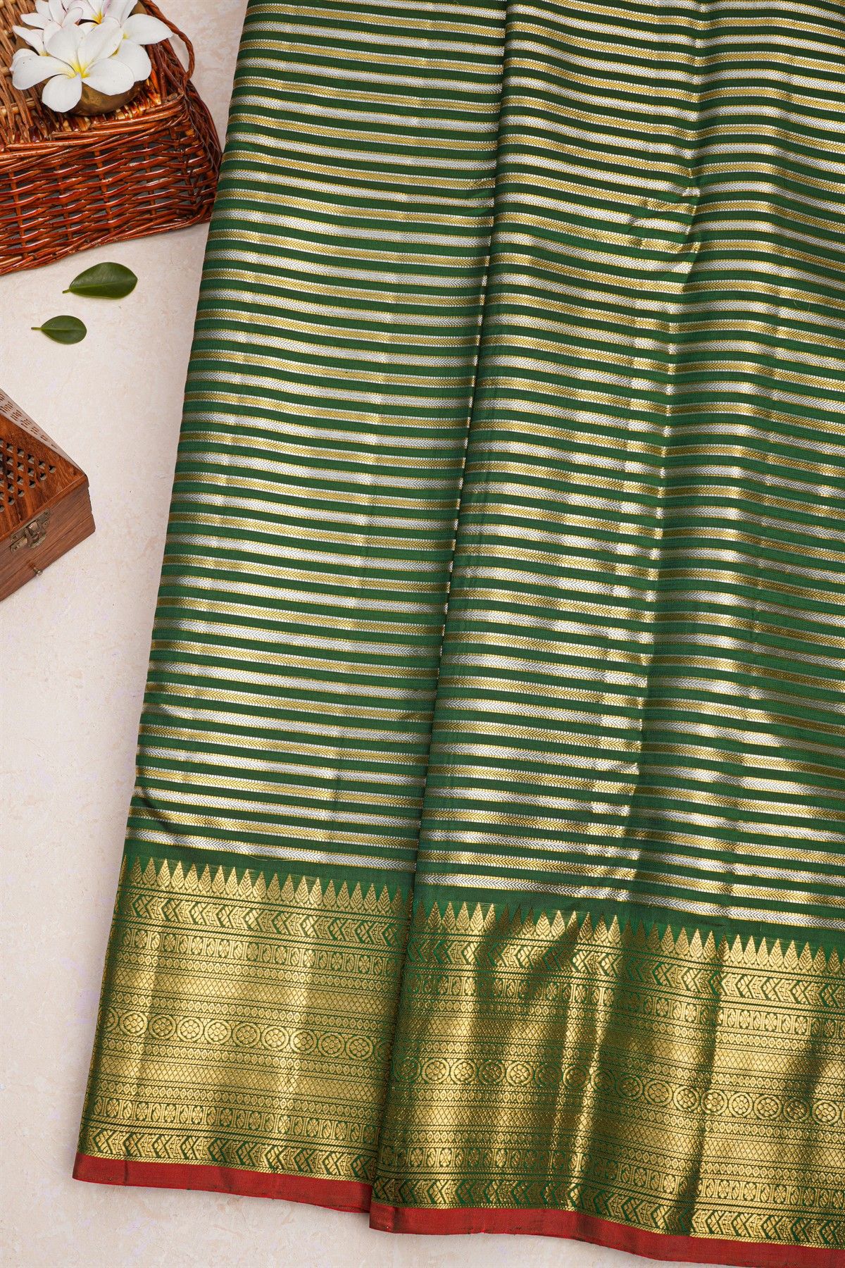 Kancheepuram Silk Bottle Green Saree