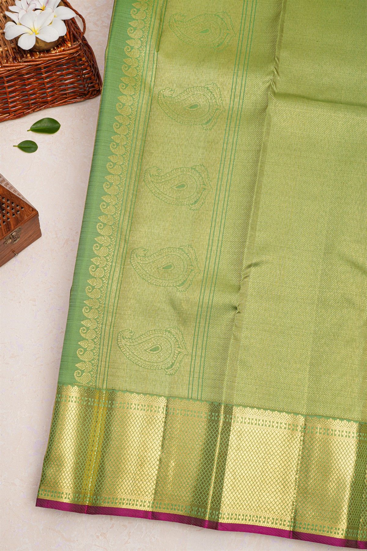 Kancheepuram Silk Pista Green Saree
