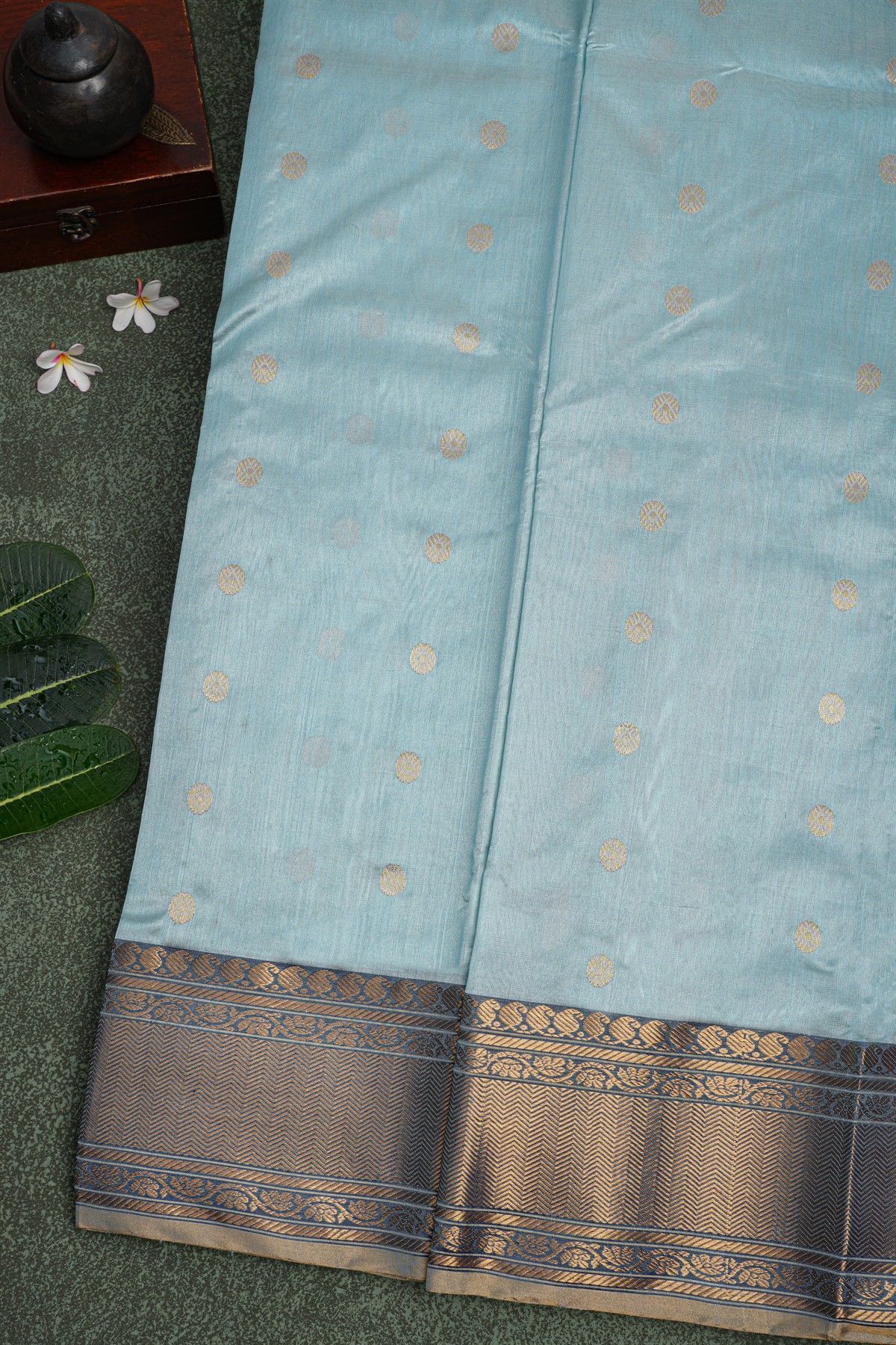 Chanderi Sico Ice Blue Saree