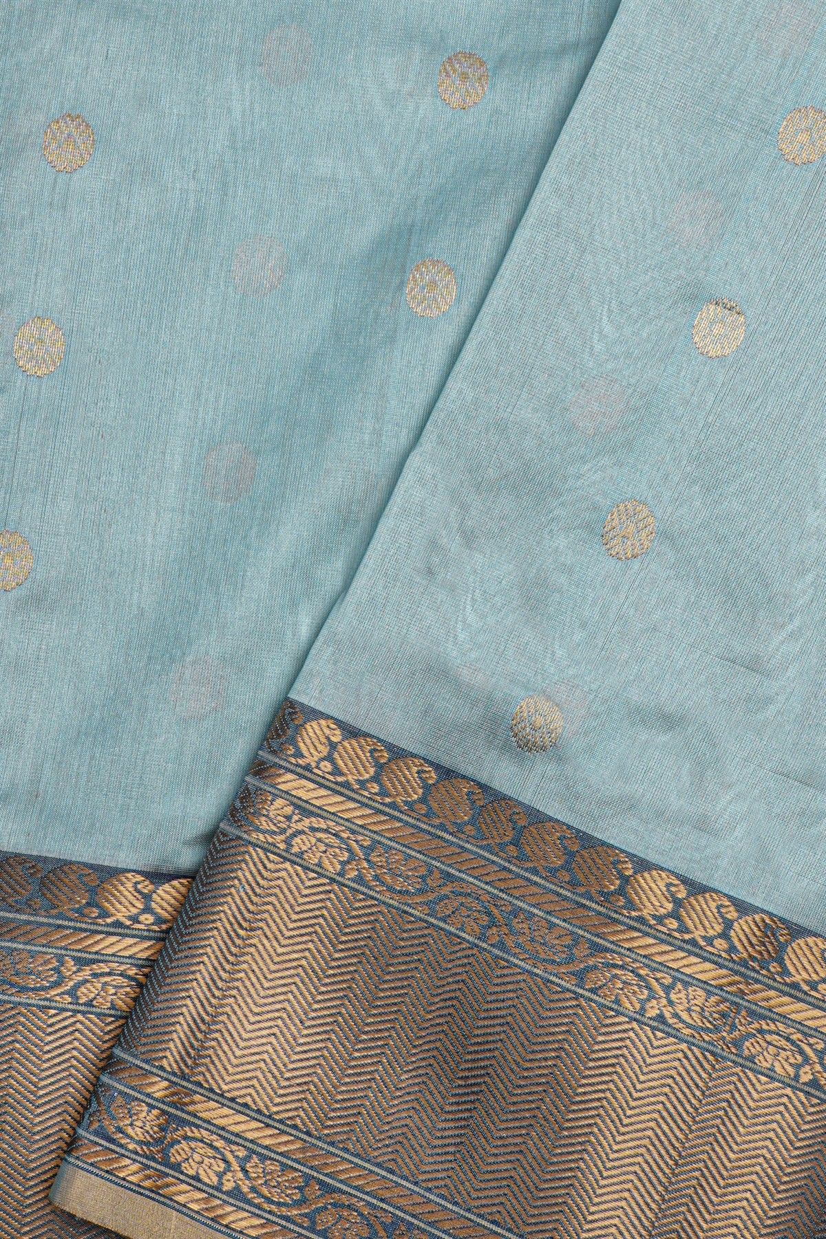 Chanderi Sico Ice Blue Saree