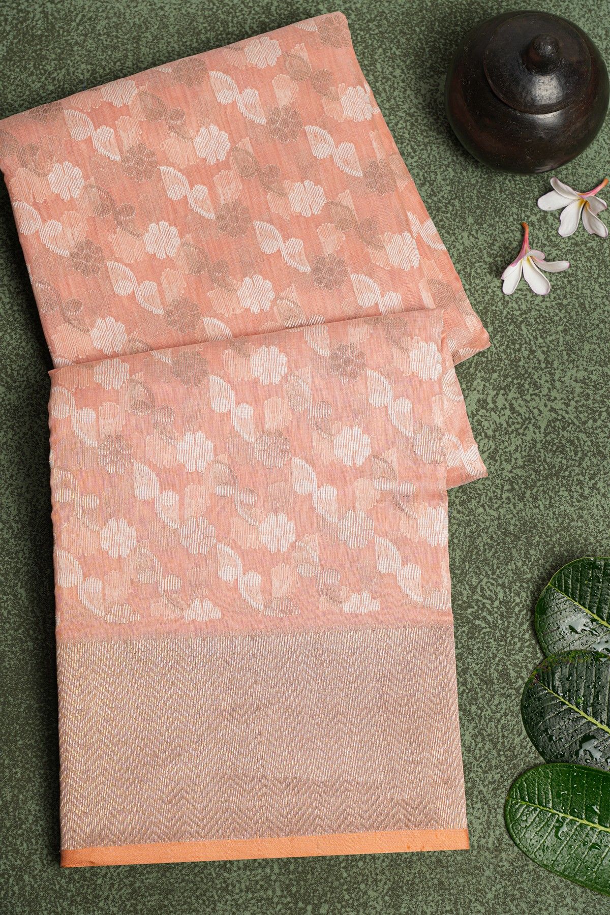 Chanderi Sico Peach Saree