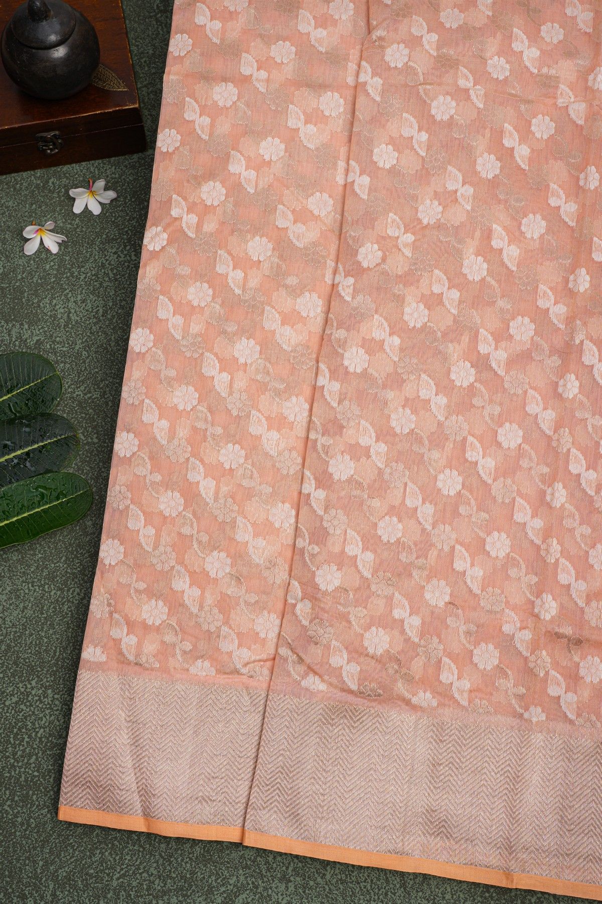 Chanderi Sico Peach Saree