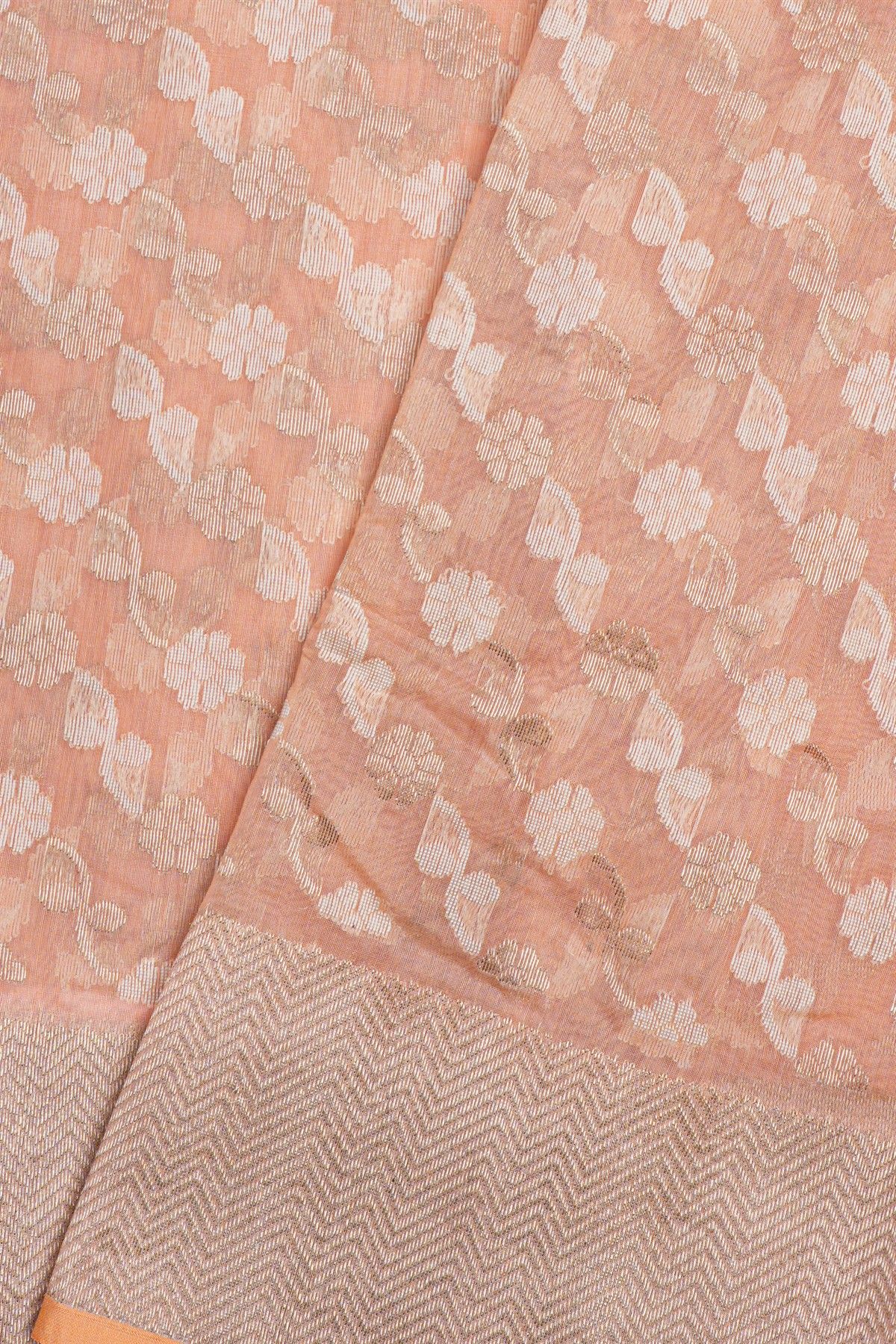 Chanderi Sico Peach Saree