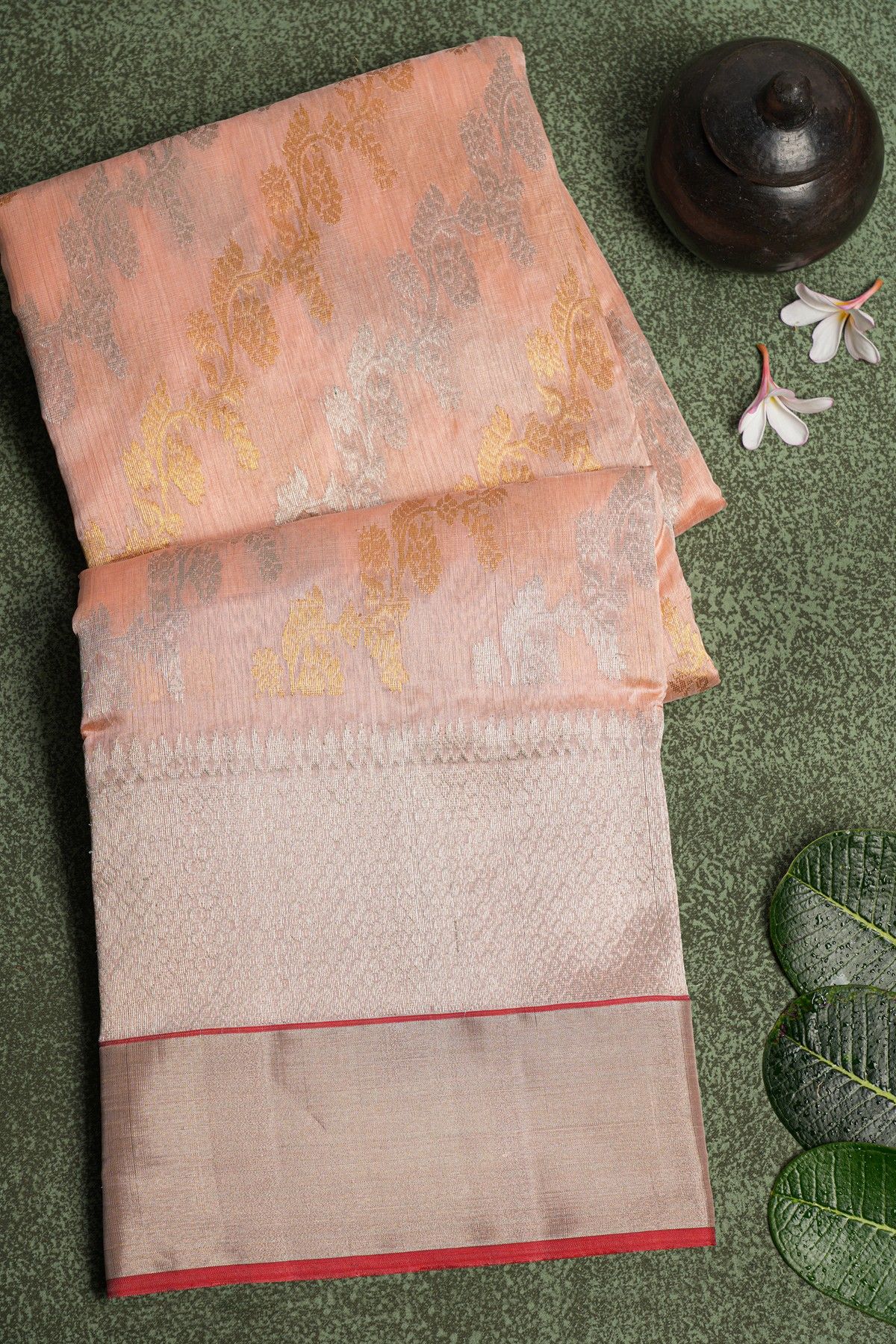 Chanderi Sico Peach Saree