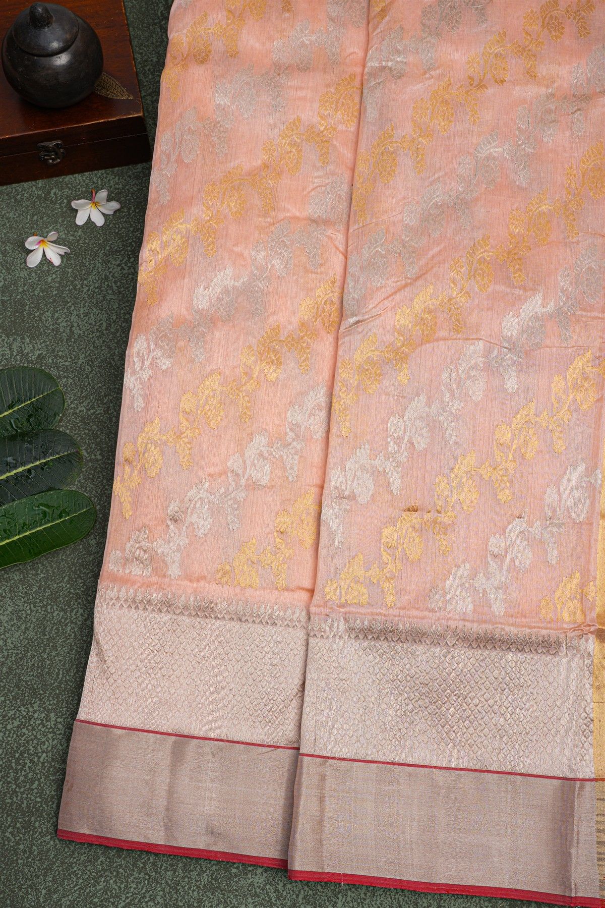 Chanderi Sico Peach Saree