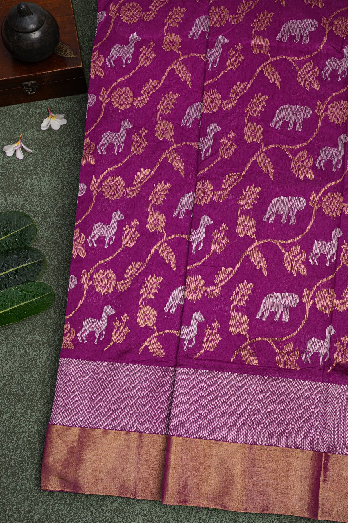 Chanderi Sico Purple Saree