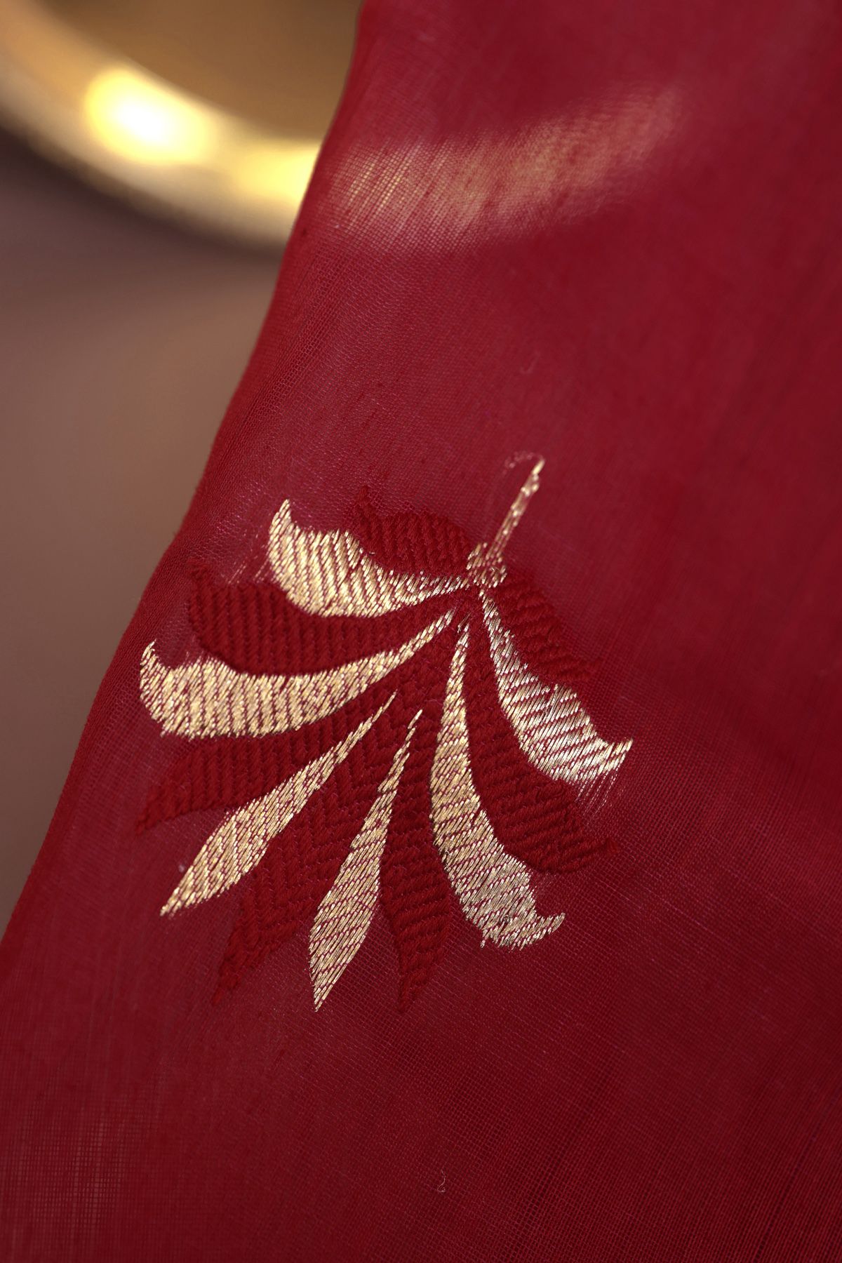 Chanderi Sico Red Saree