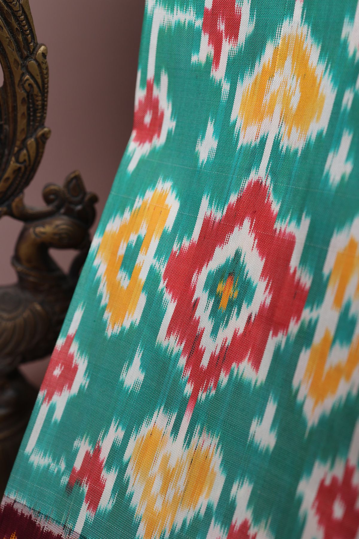 Ikat Silk Sea Green Saree
