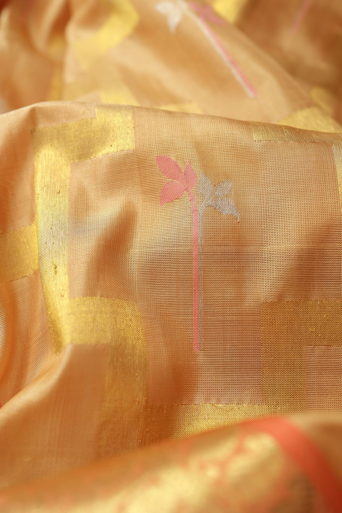 Venkatagiri Silk Light Orange Saree