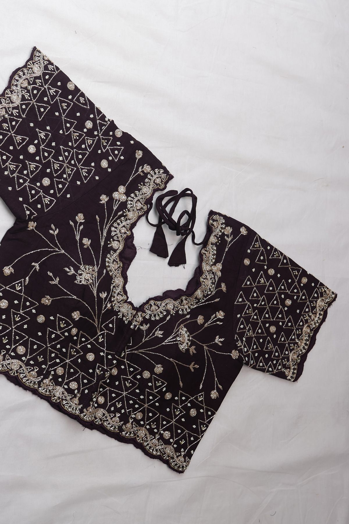 Designer Organza Brown Saree