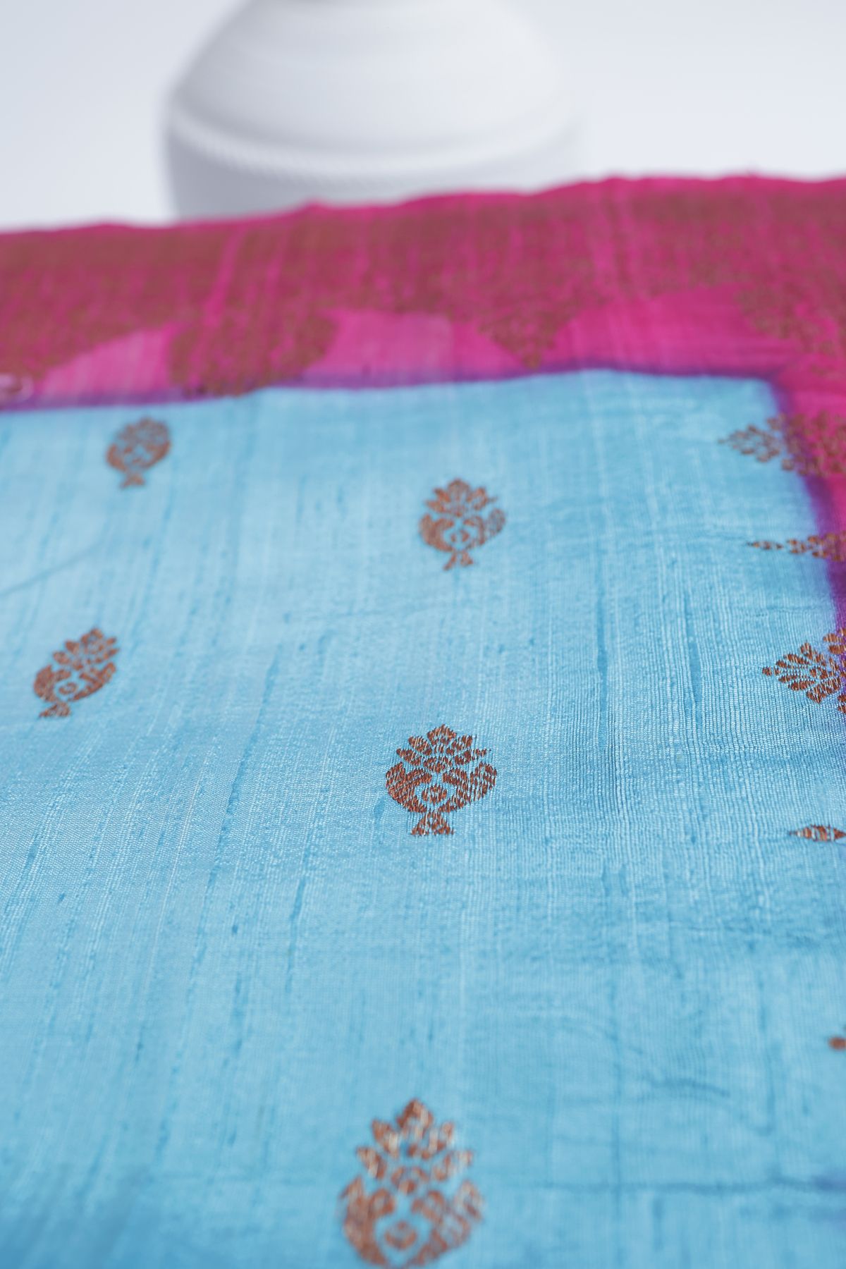 Designer Matka Silk Sky Blue Saree