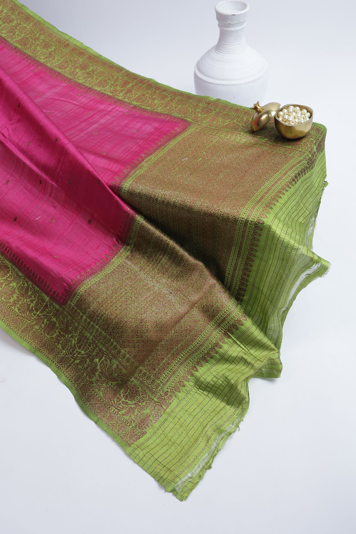 Designer Matka Silk Pink Saree
