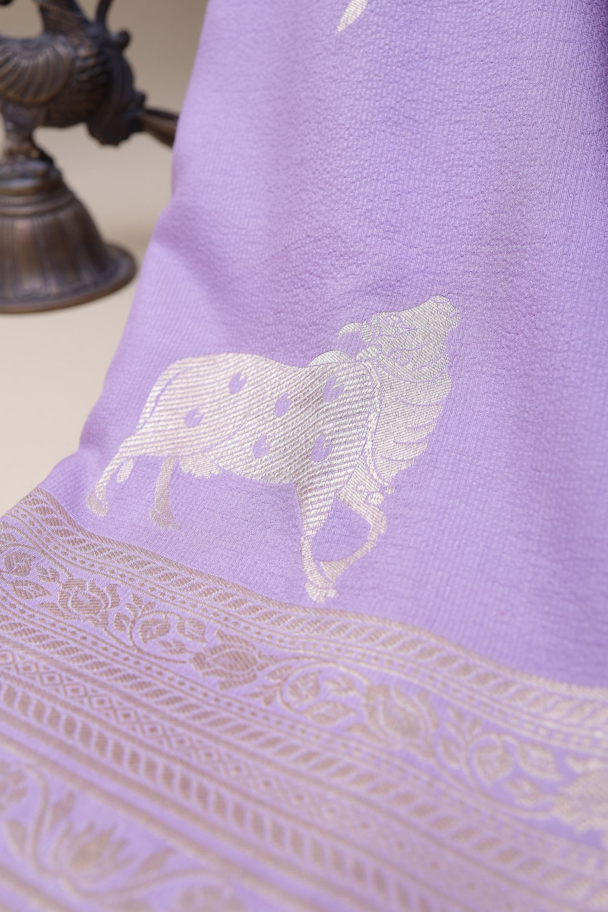 Banarasi Tussar Lavender Saree