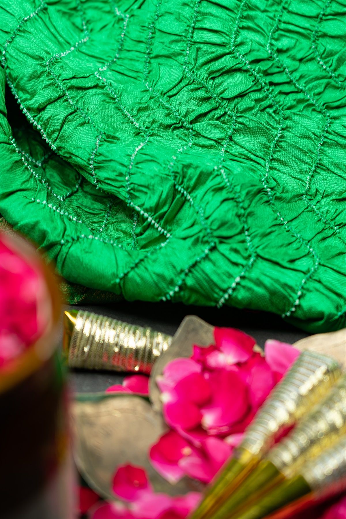 Bandhani Silk Parrot Green Saree