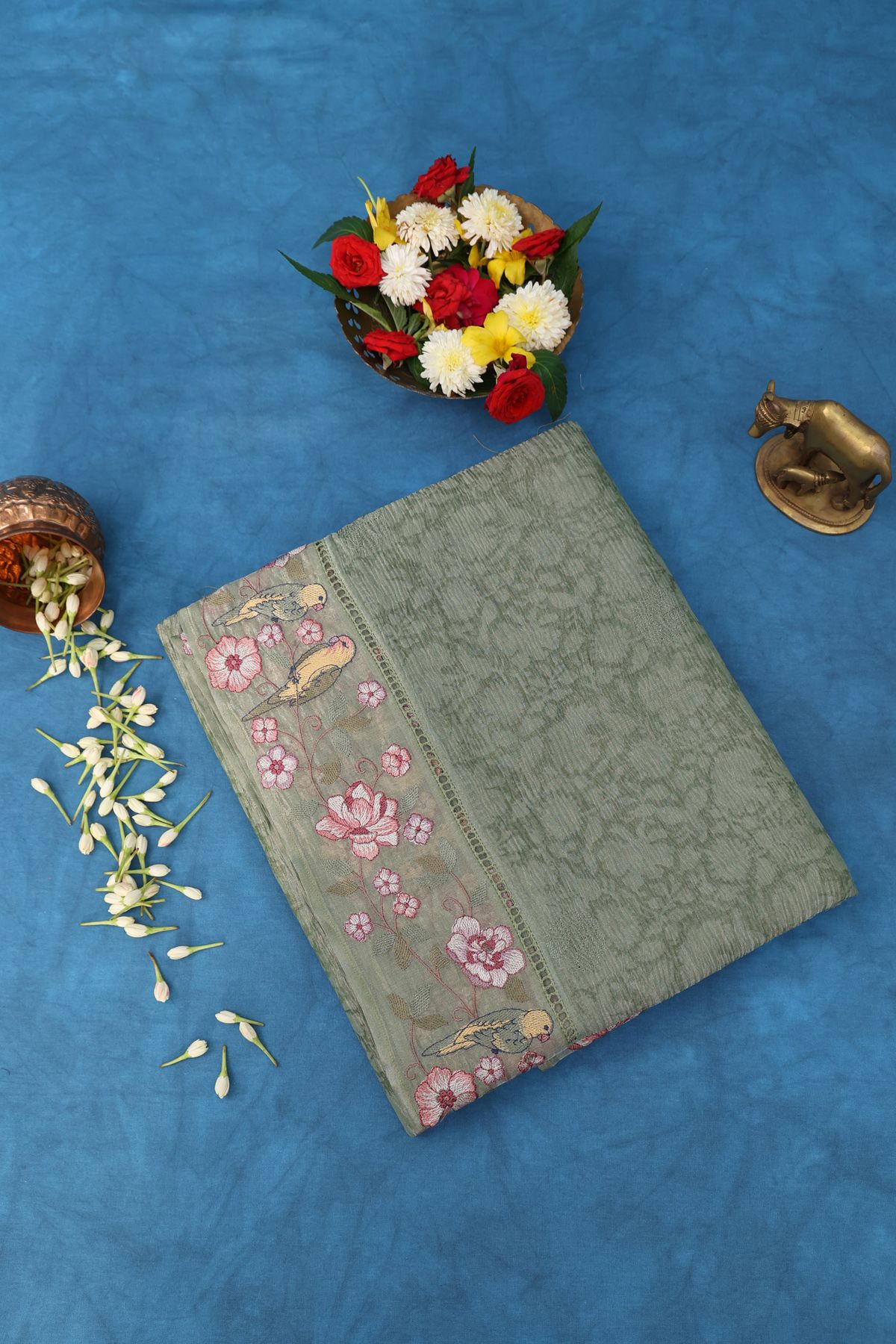 Designer Organza Light Green Saree