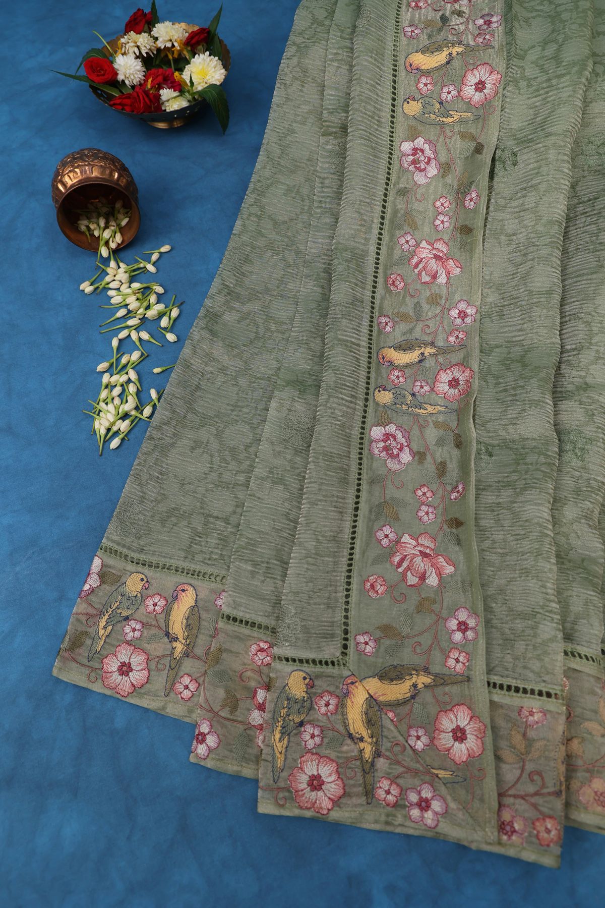 Designer Organza Light Green Saree