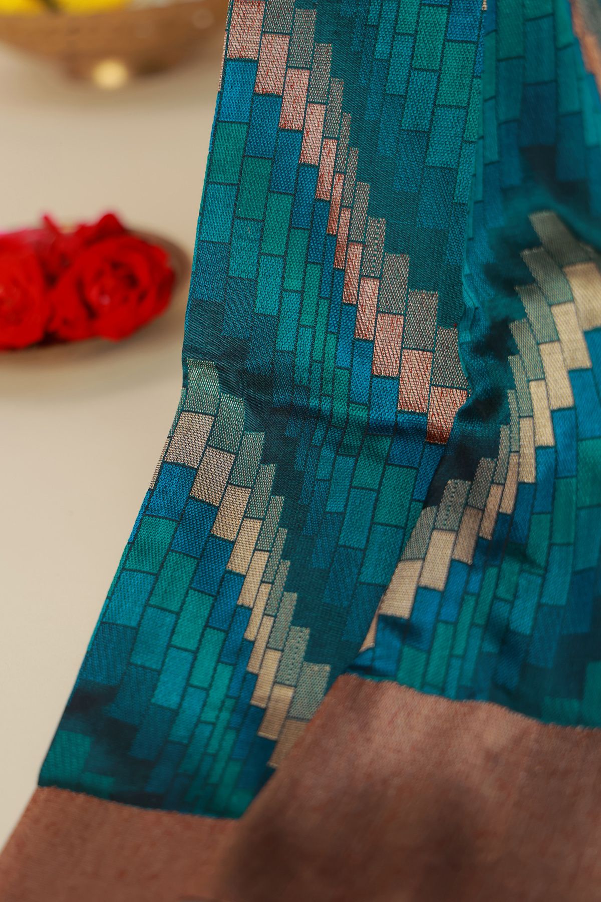 Banarasi Silk Peacock Blue Saree