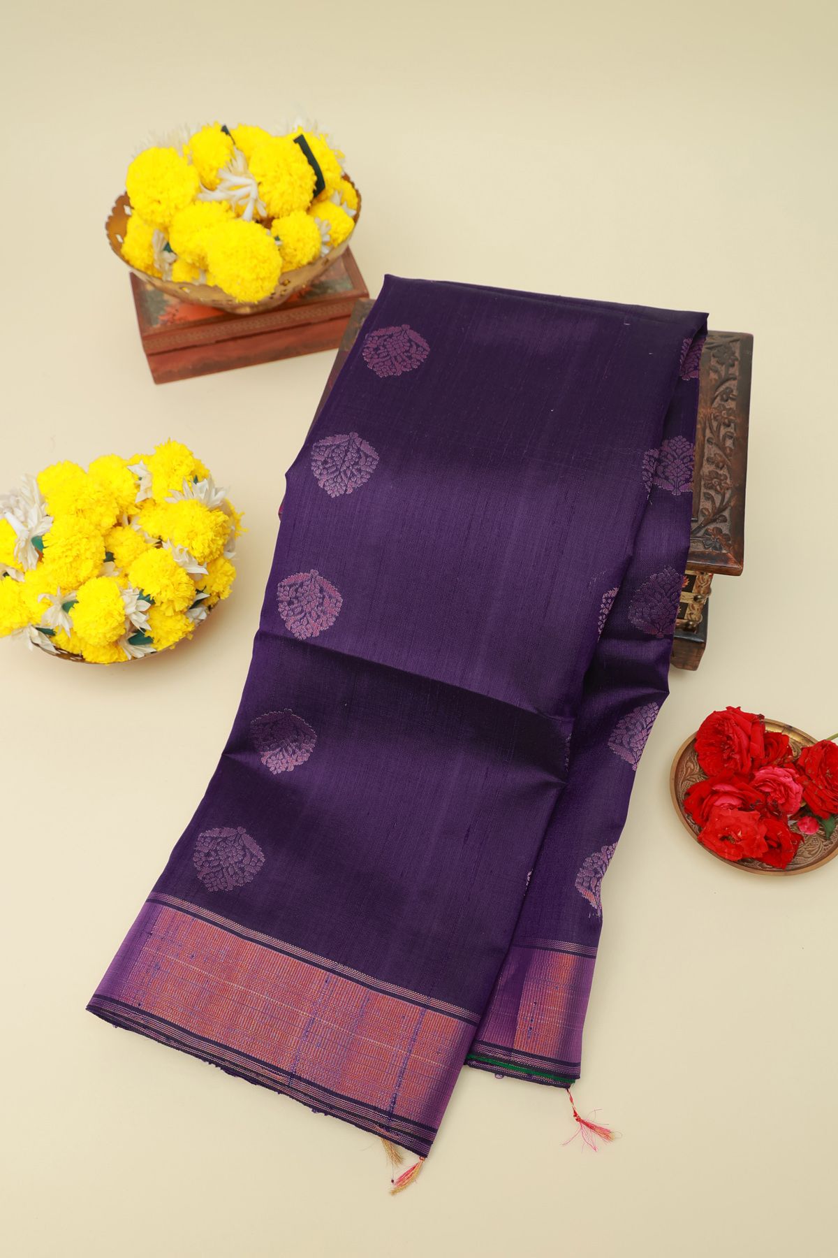 Matka Silk Purple Saree