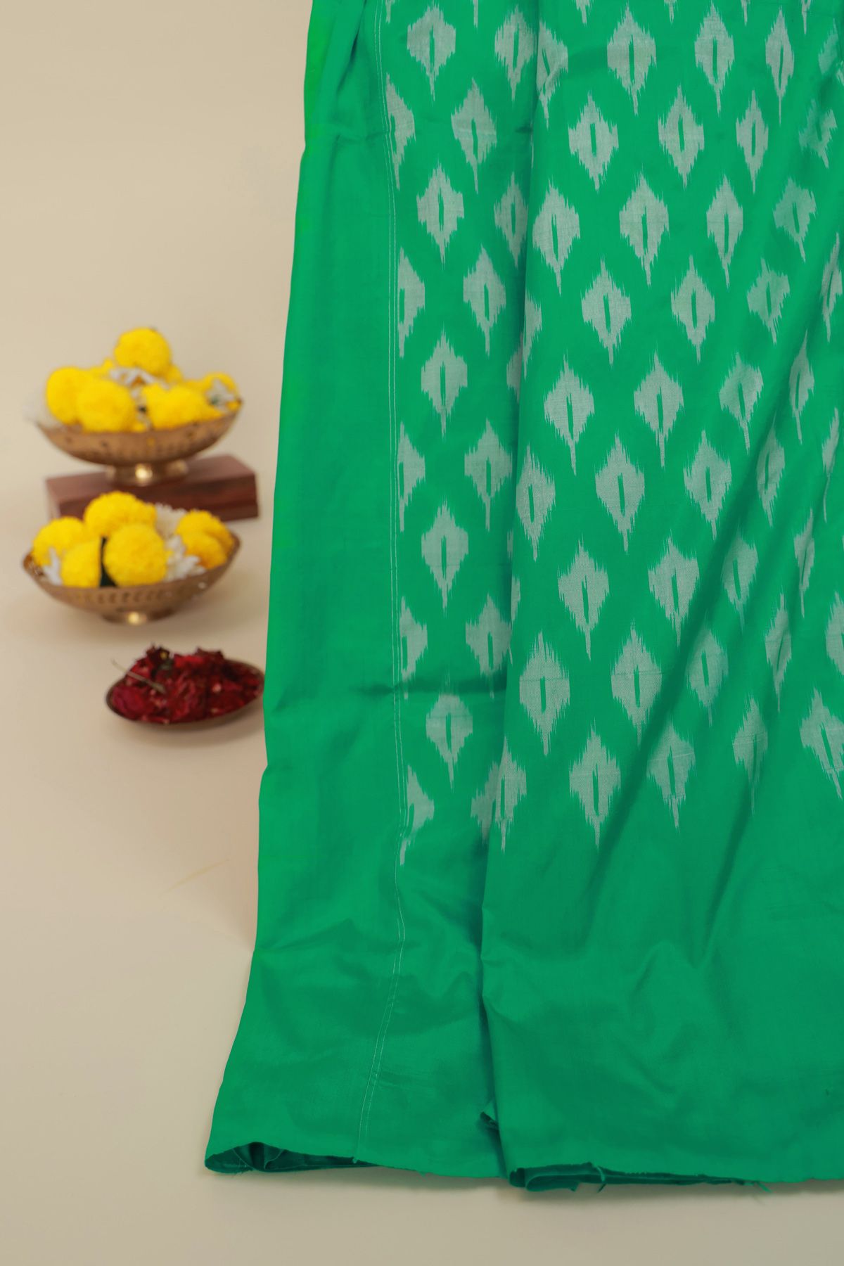 Ikat Silk Orange Saree