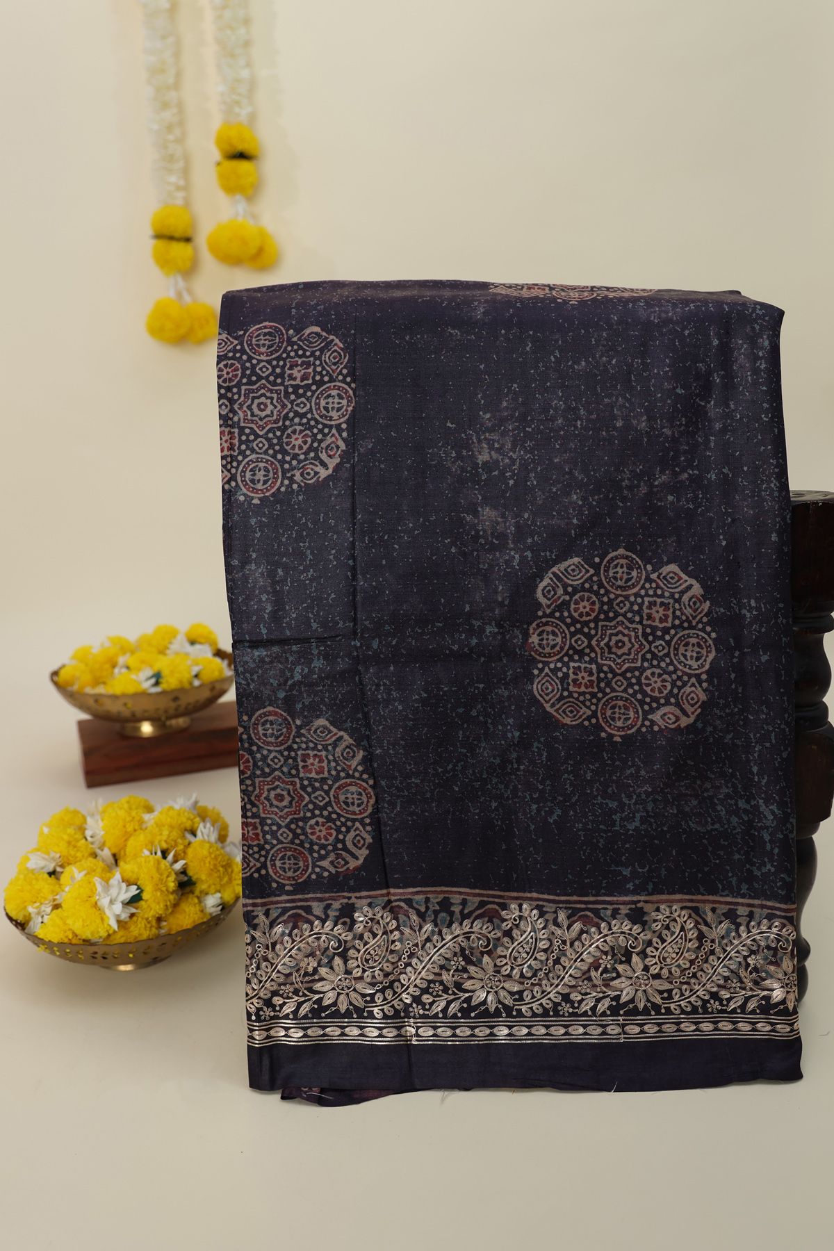 Designer Tussar Black Saree