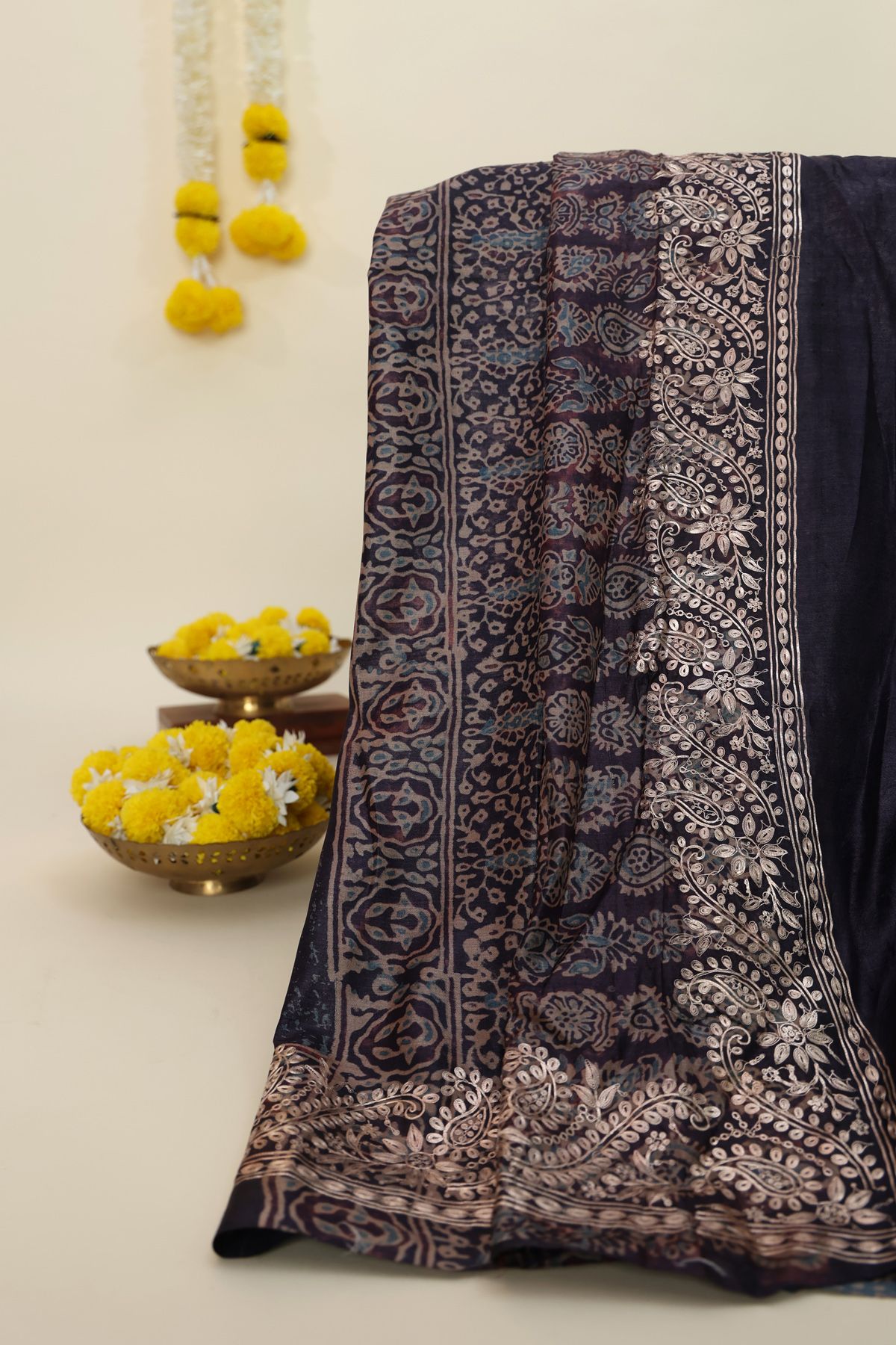 Designer Tussar Black Saree
