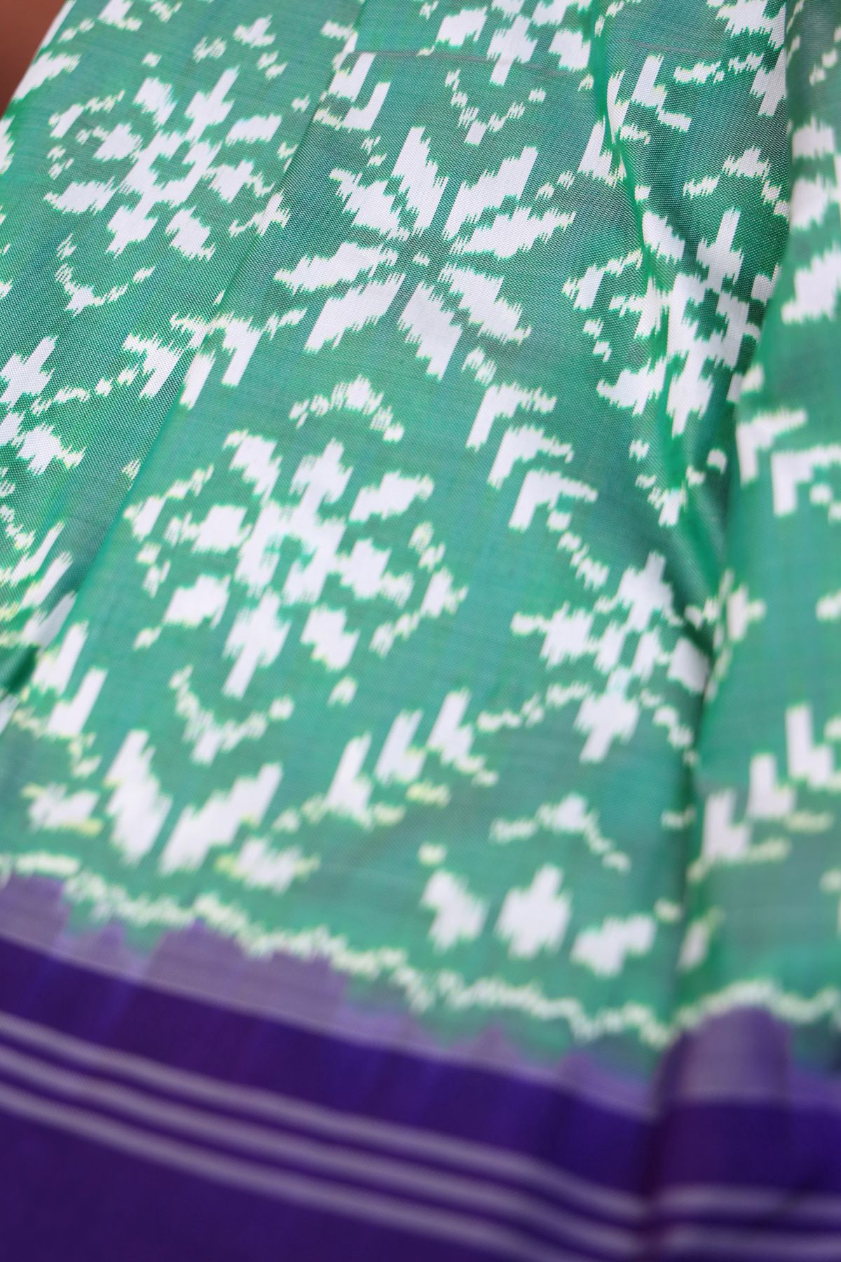 Ikat Silk Sea Green Saree