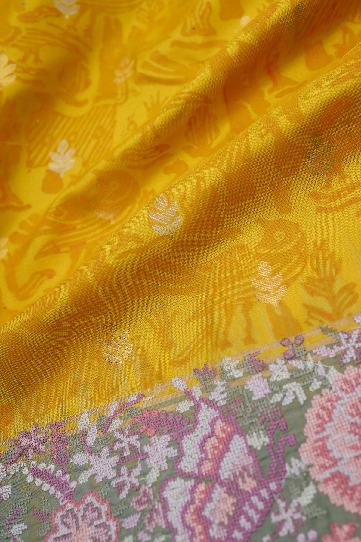 Fusion Silk Yellow Saree