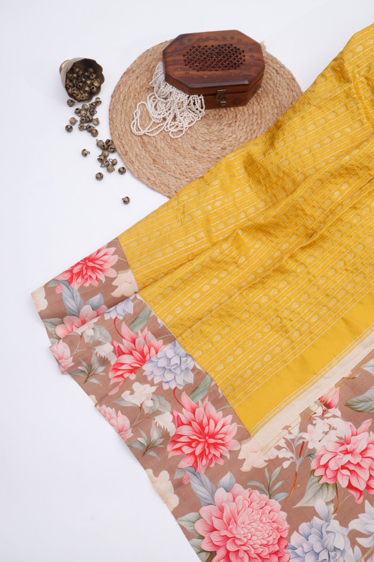 Fusion Silk Mustard Saree