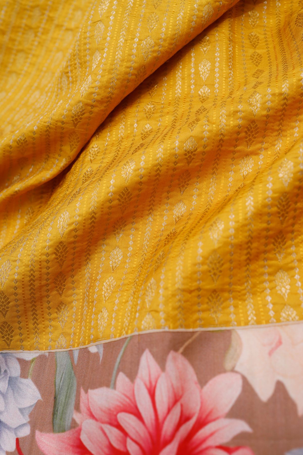 Fusion Silk Mustard Saree