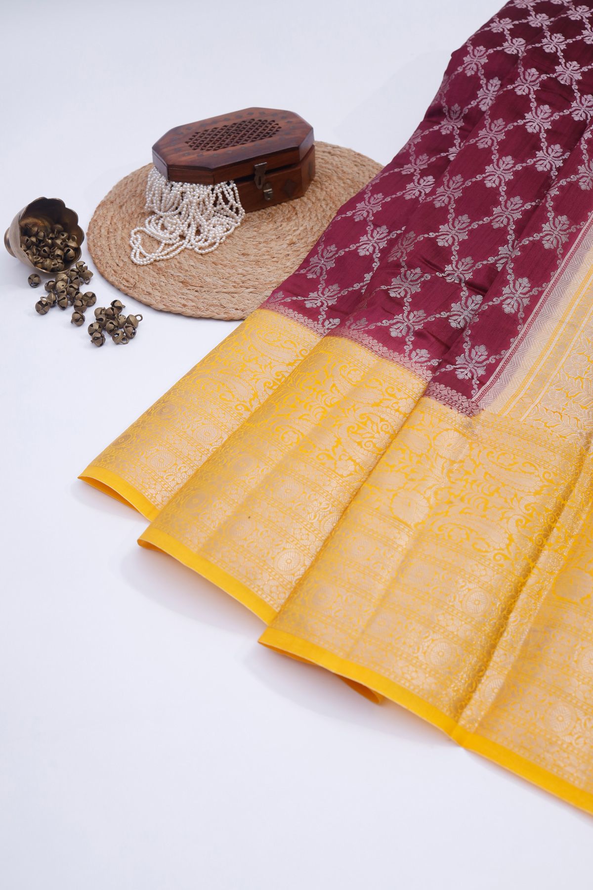 Designer Chiniya Maroon Saree