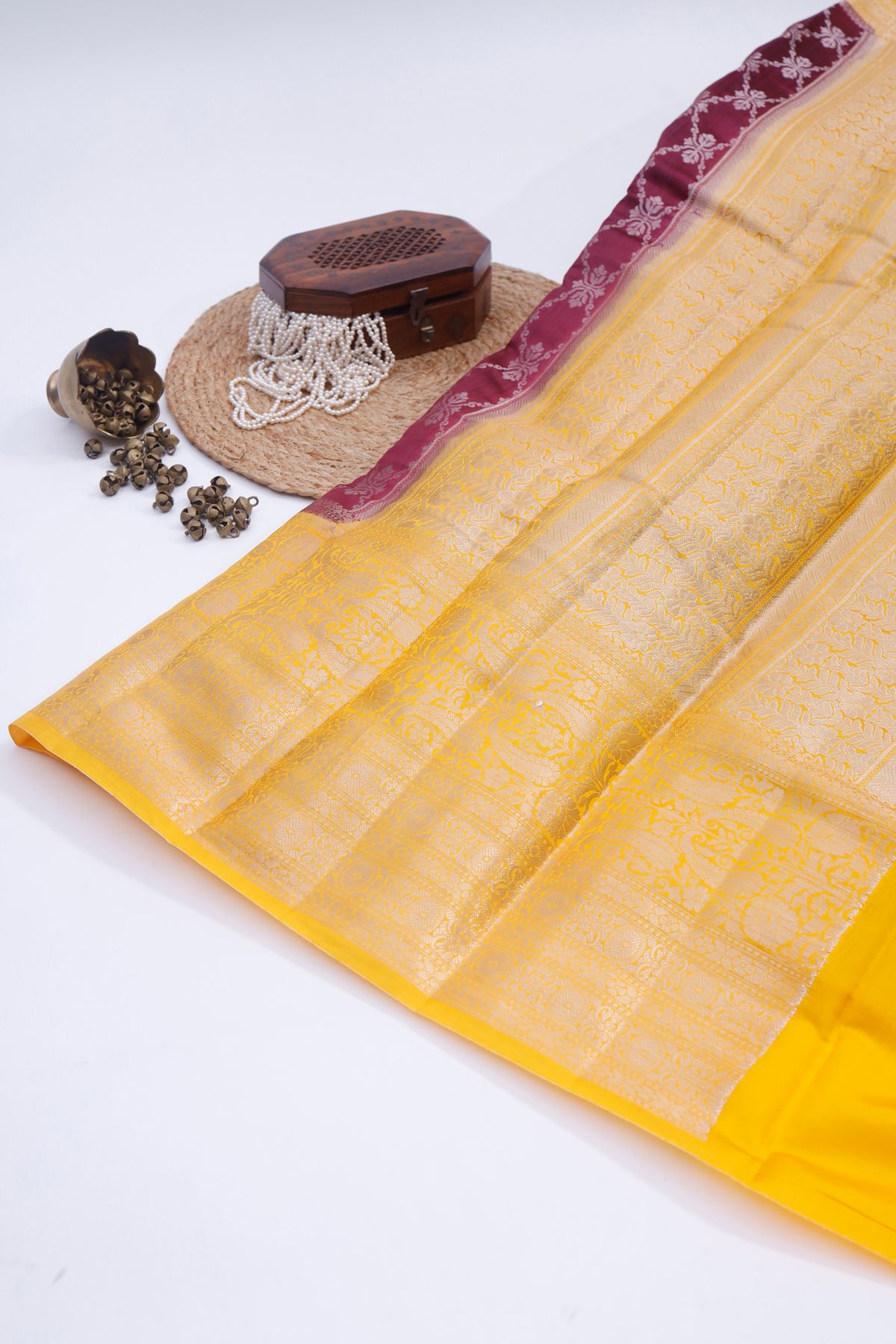 Designer Chiniya Maroon Saree