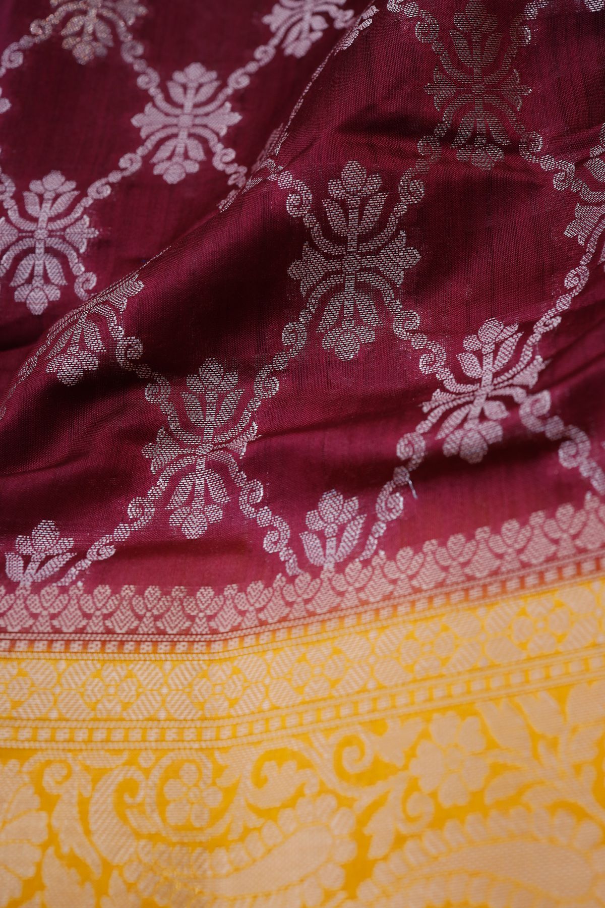 Designer Chiniya Maroon Saree