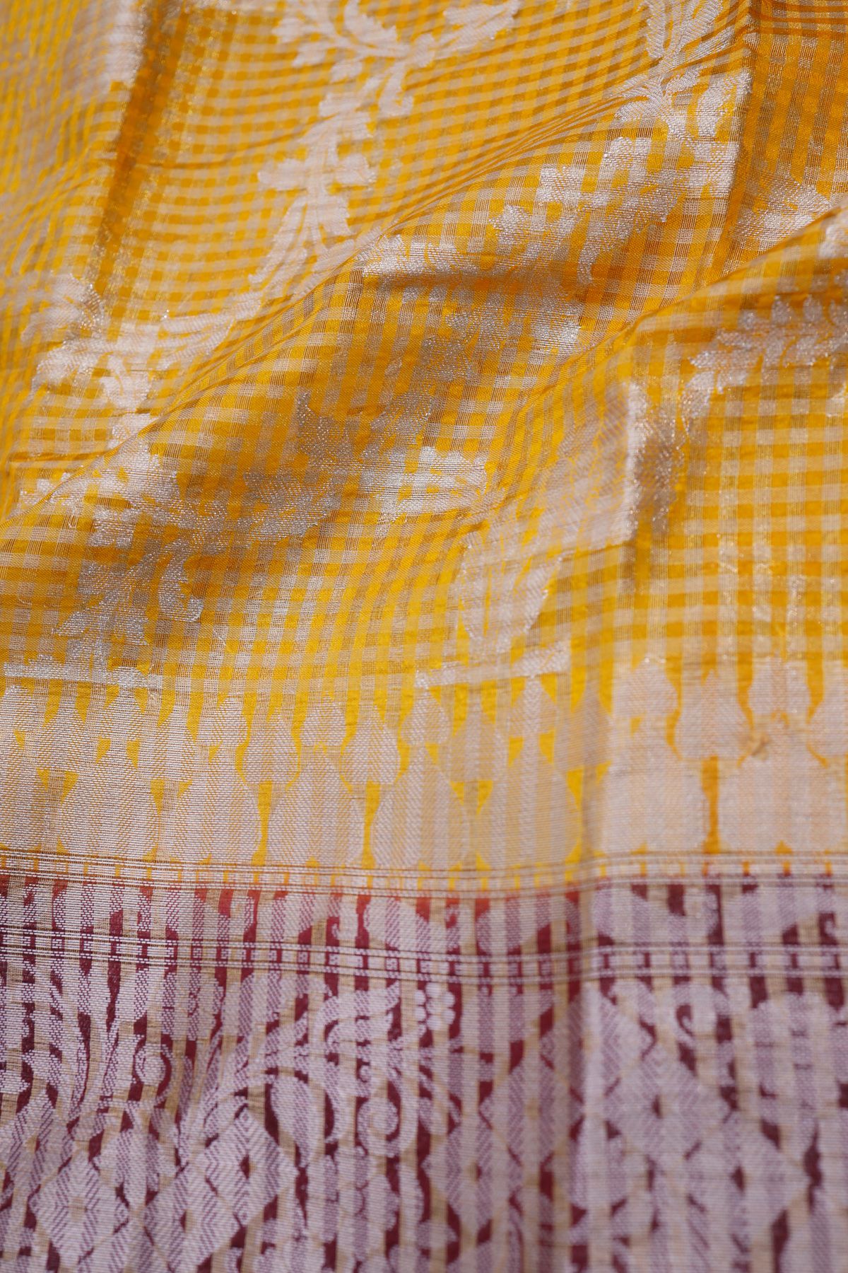 Designer Chiniya Yellow Saree