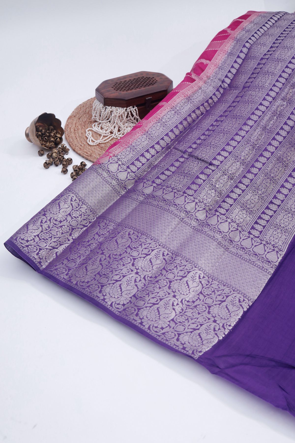 Designer Chiniya Pink Saree