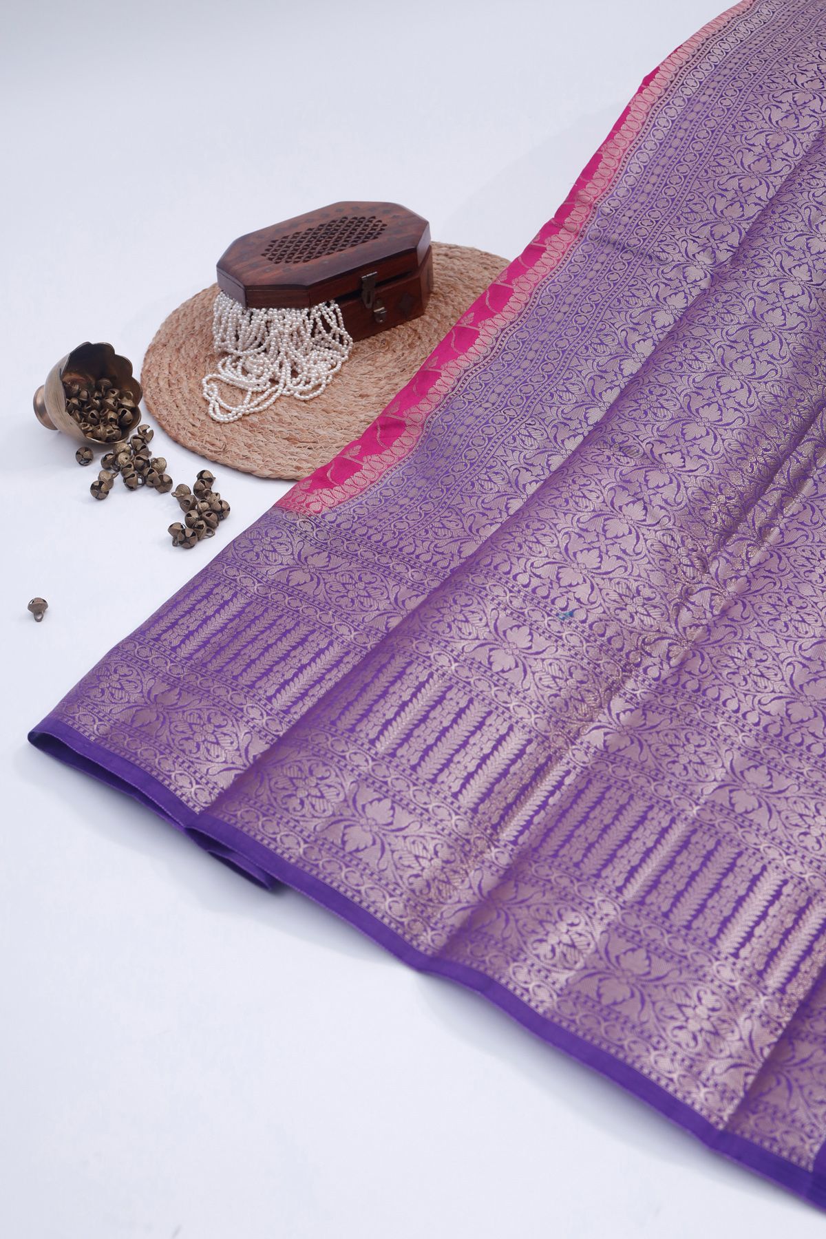Designer Chiniya Pink Saree