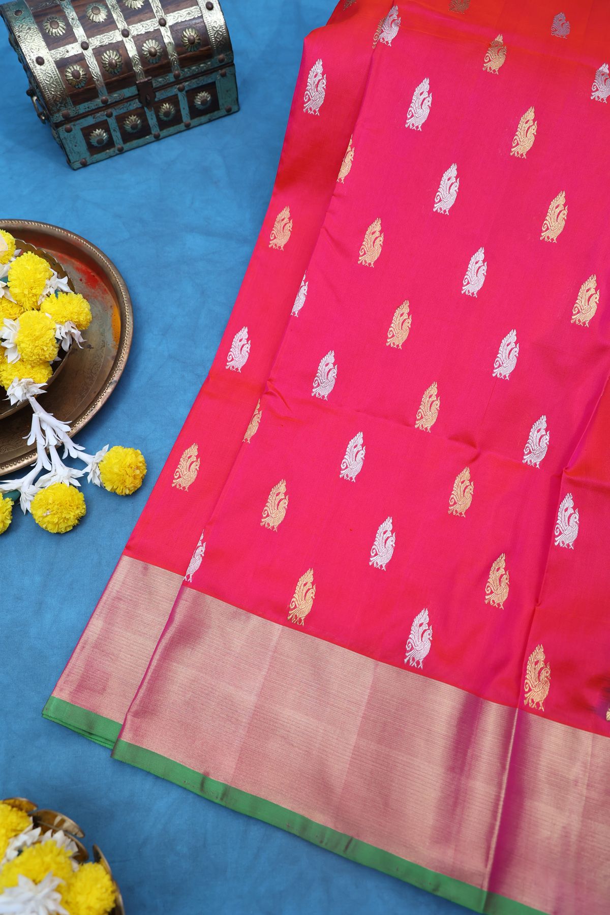 Venkatagiri Silk Red Saree