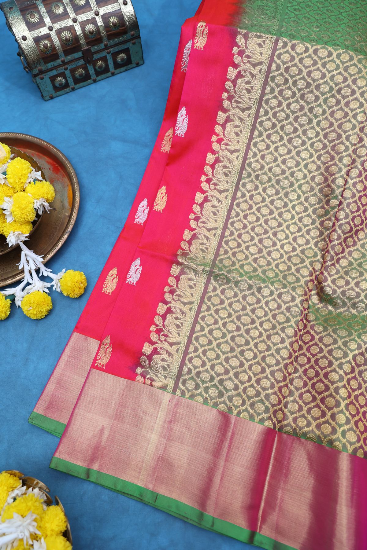 Venkatagiri Silk Red Saree