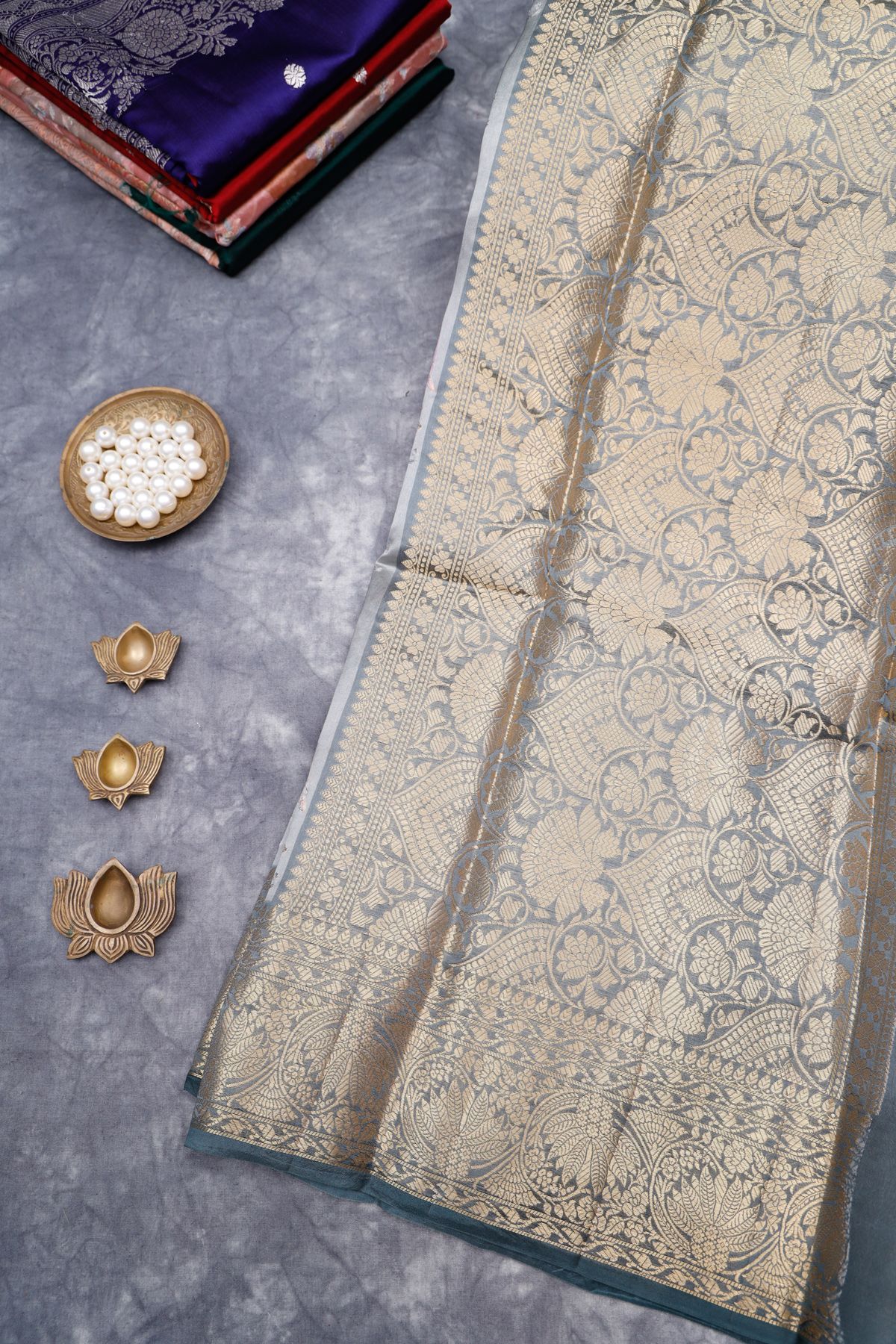 Matka Silk Light Grey Saree