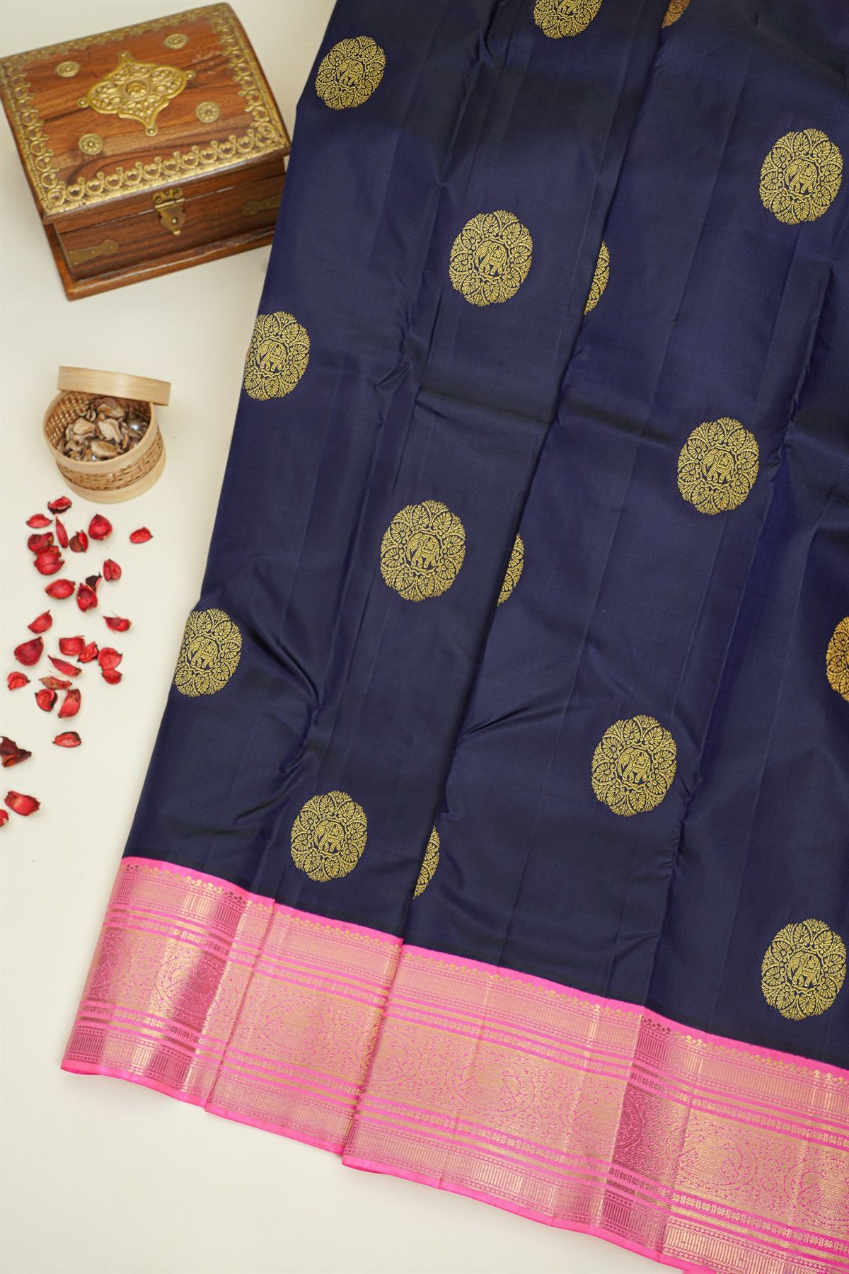 Kancheepuram Silk Navy Blue Saree