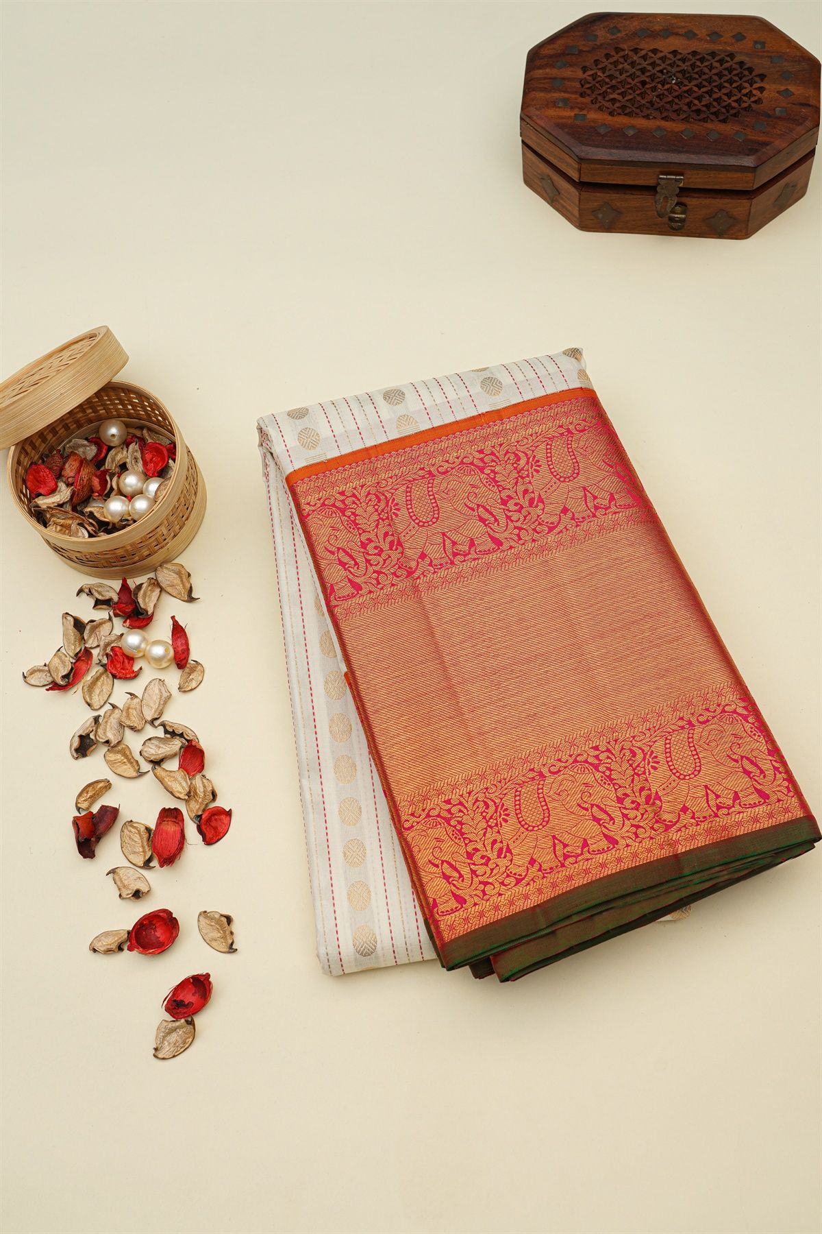 Kancheepuram Silk White Saree