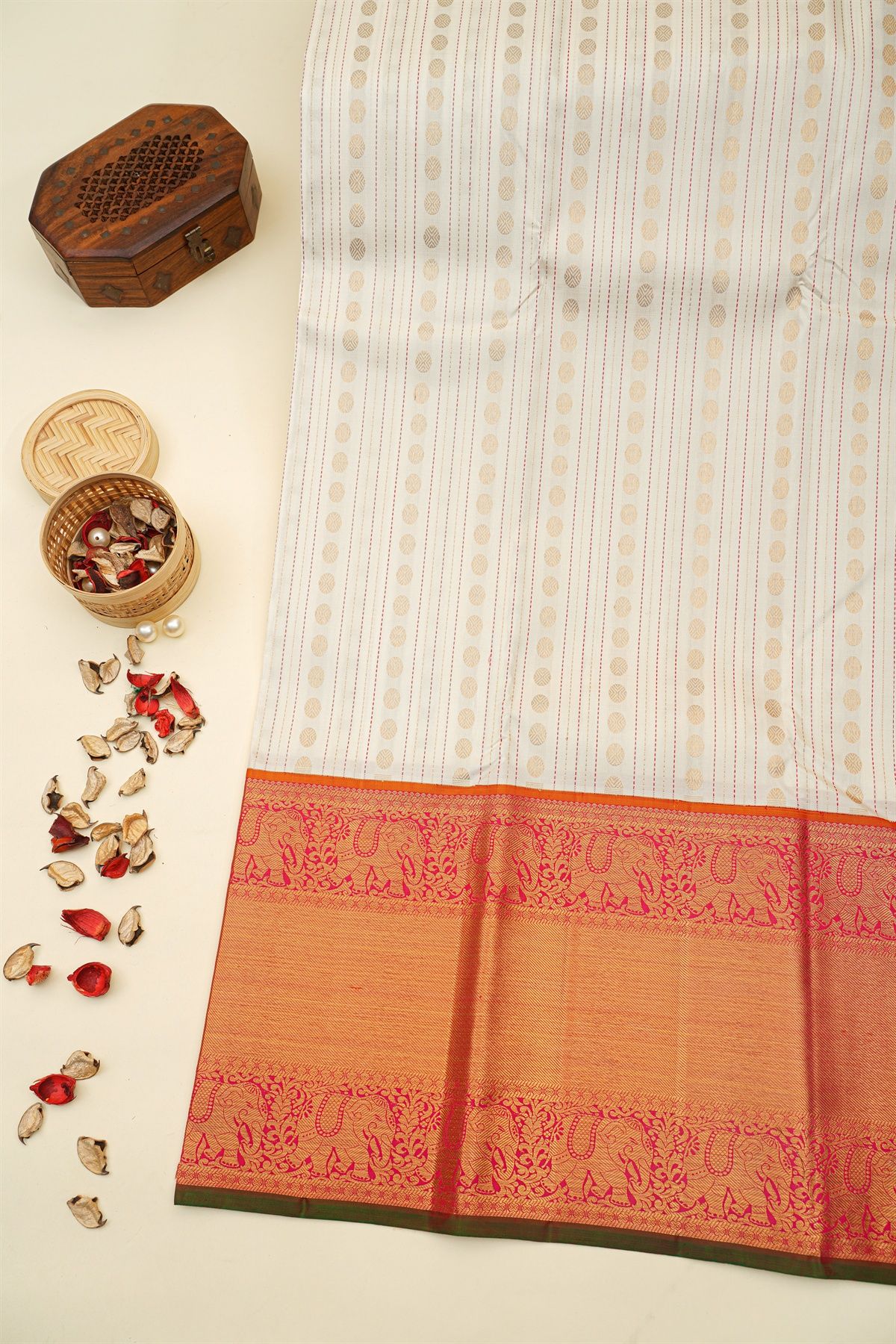 Kancheepuram Silk White Saree