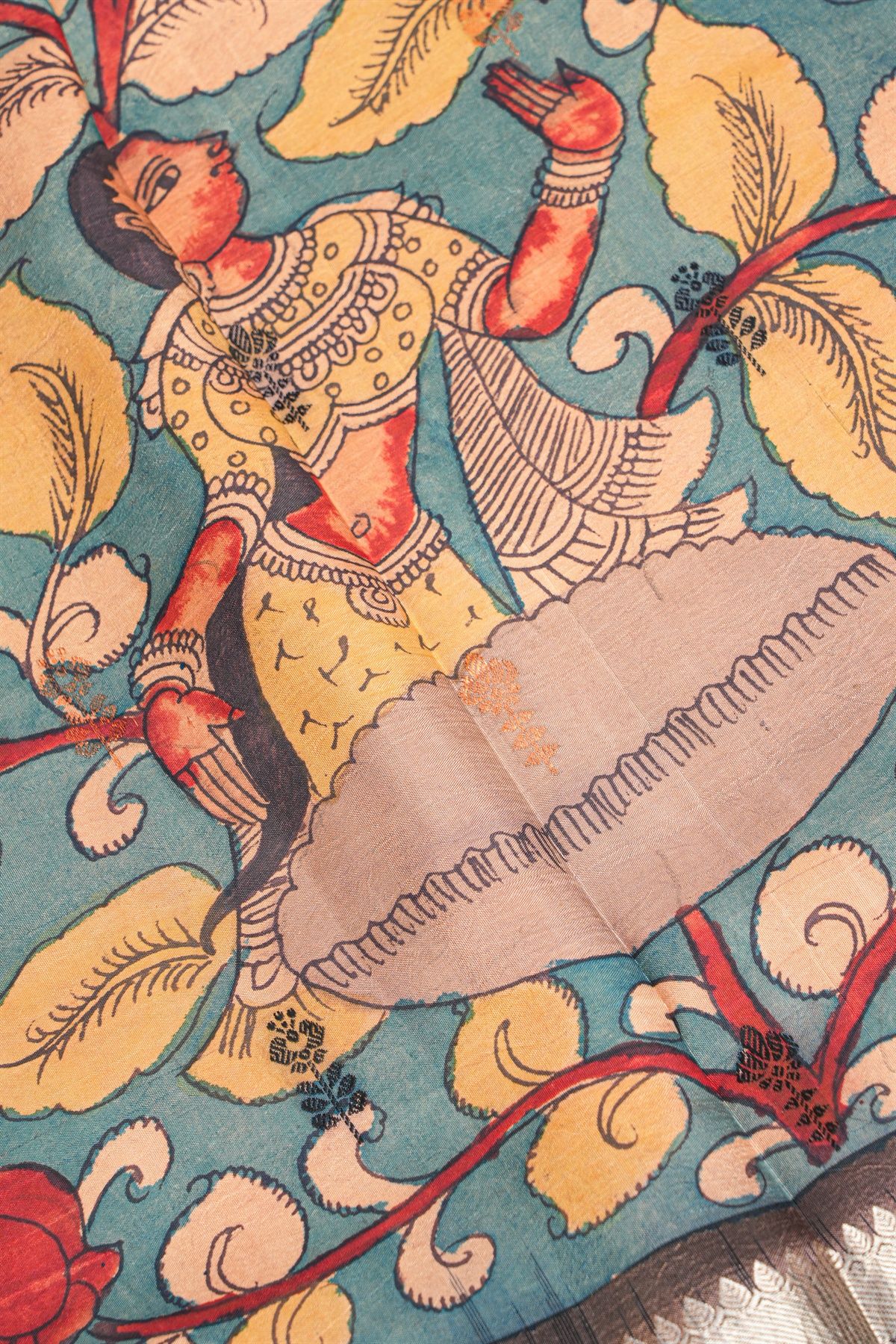 Kalamkari Silk Blue Saree