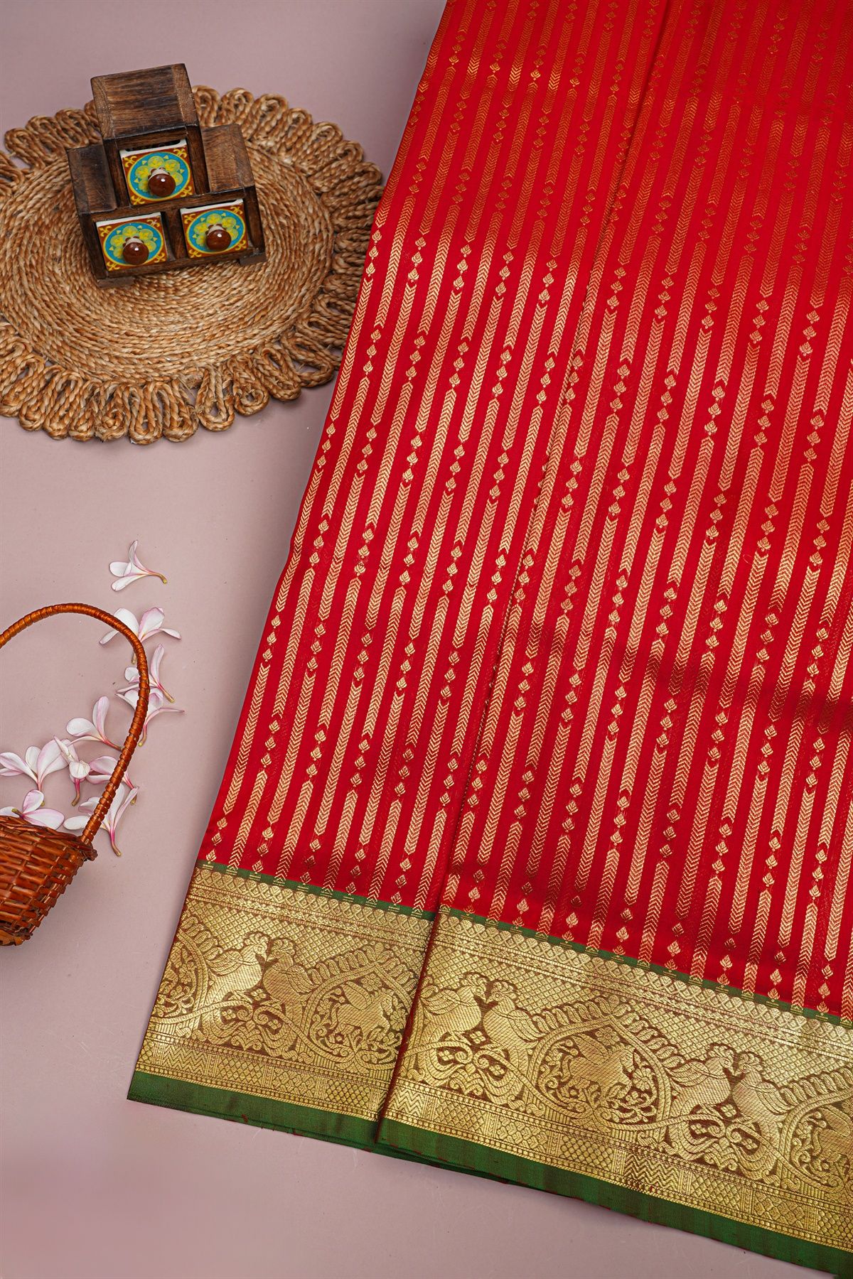 Venkatagiri Silk Red Saree