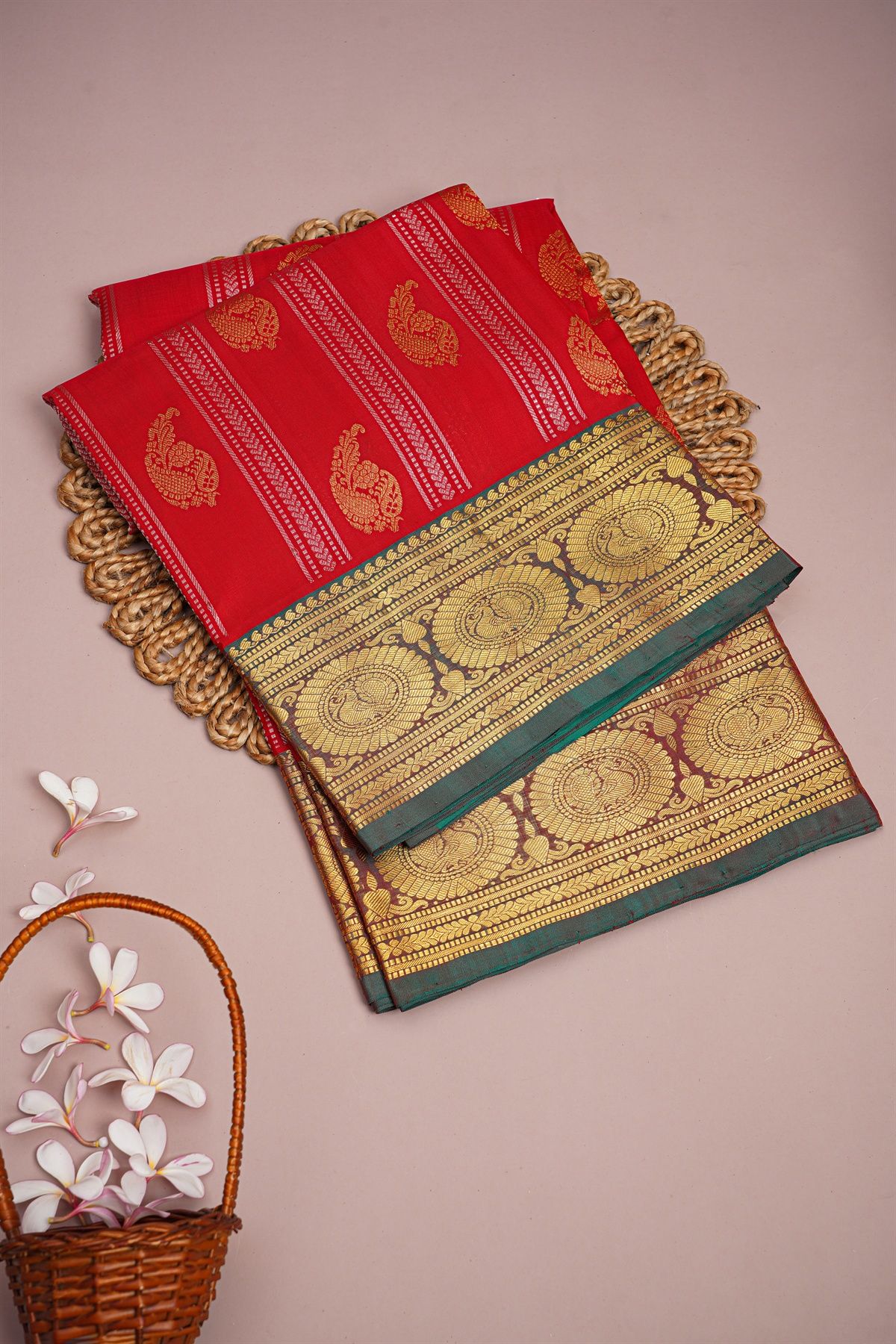 Venkatagiri Silk Red Saree