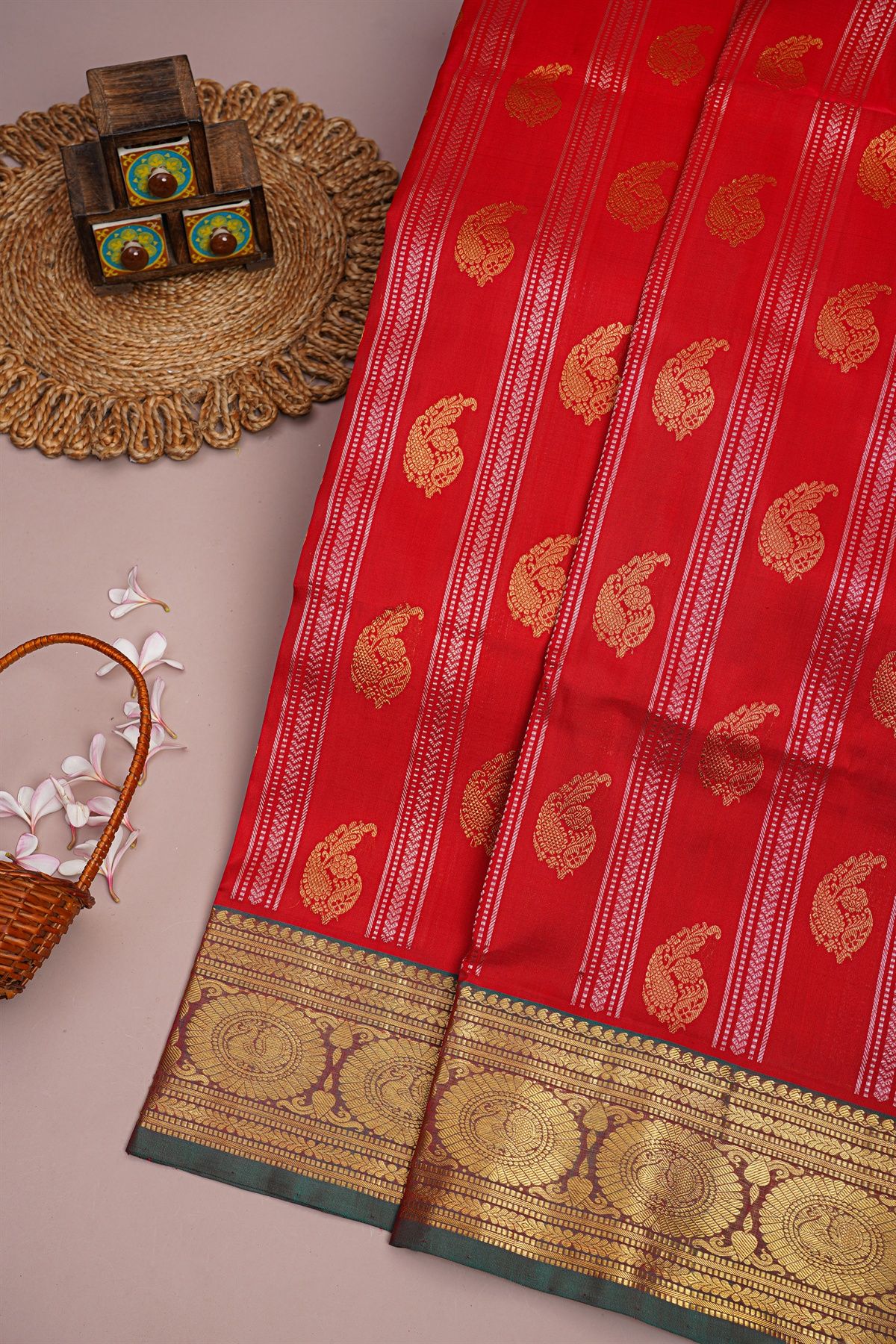 Venkatagiri Silk Red Saree