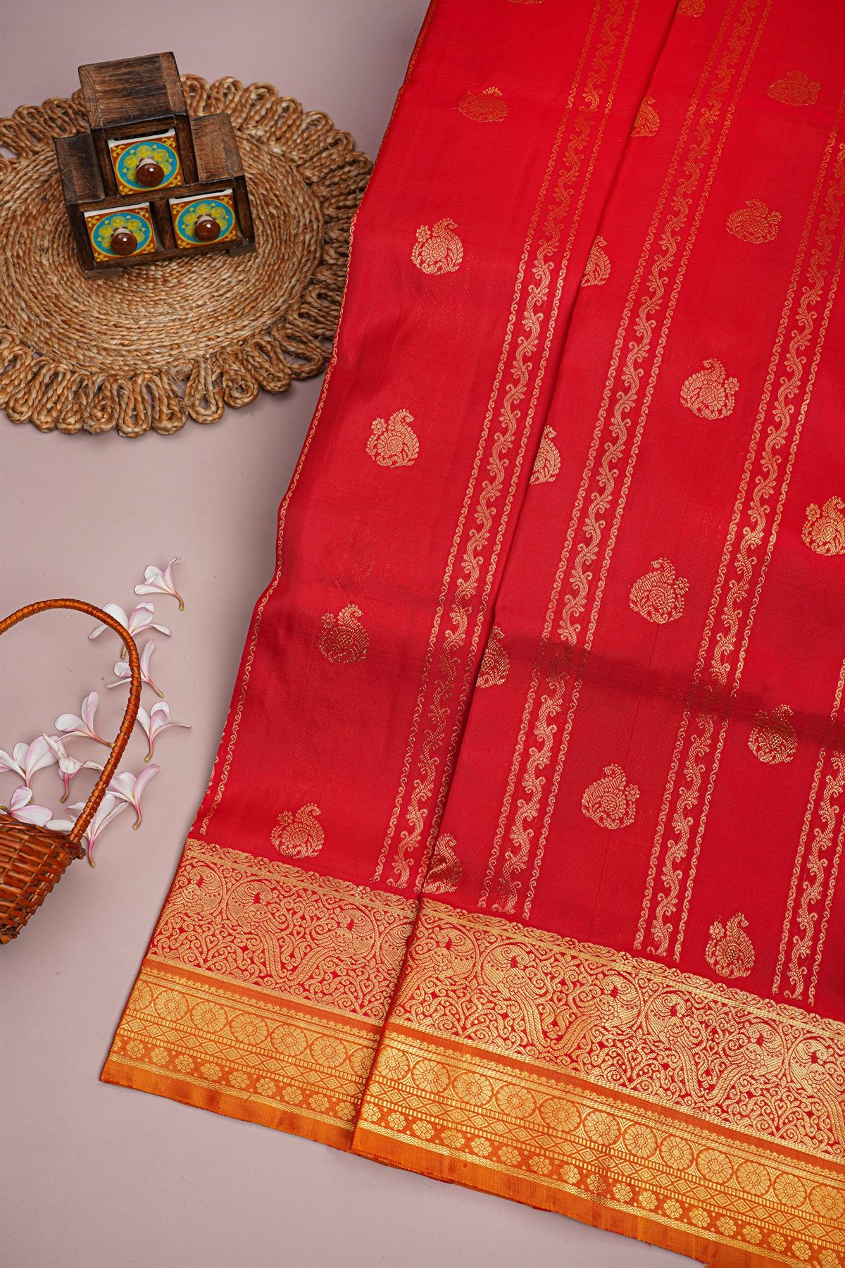 Venkatagiri Silk Red Saree