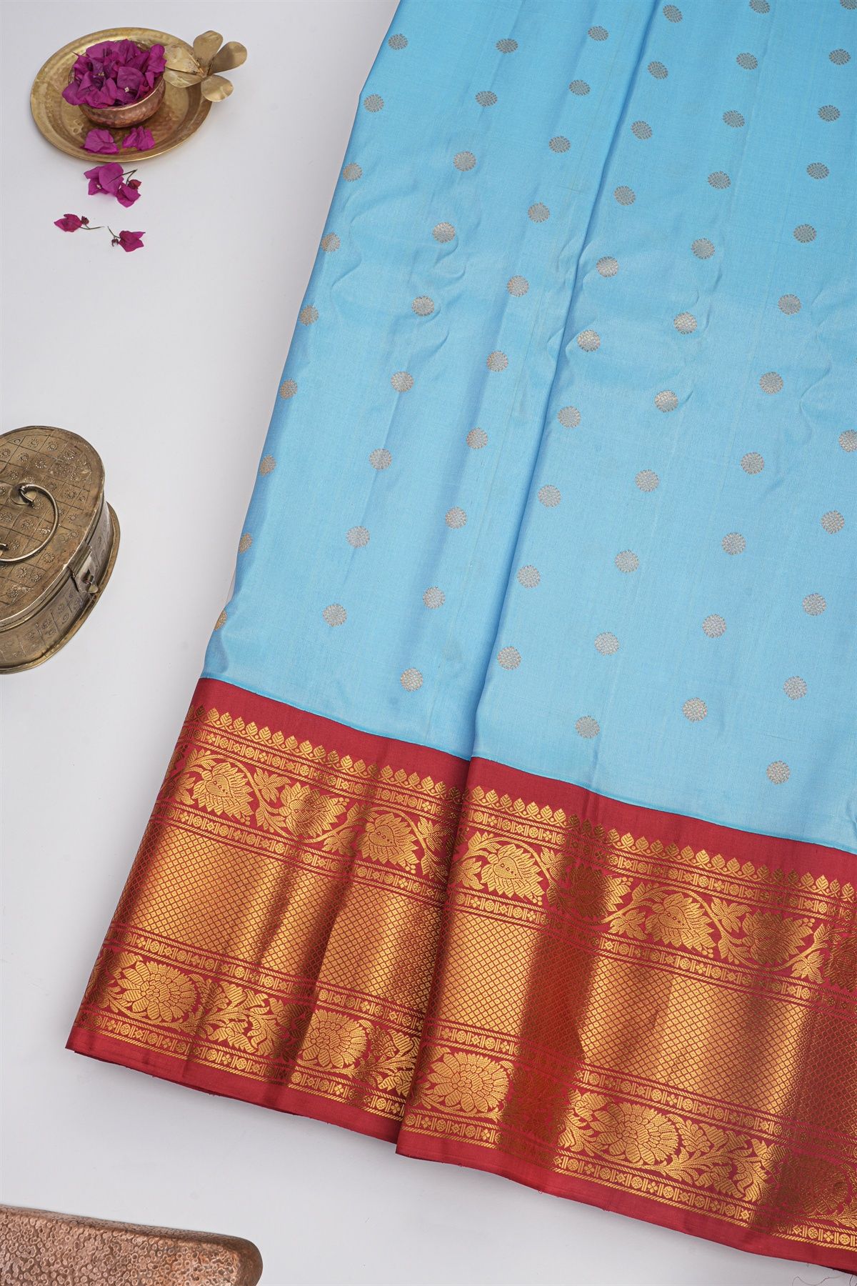 Gadwal Silk Sky Blue Saree