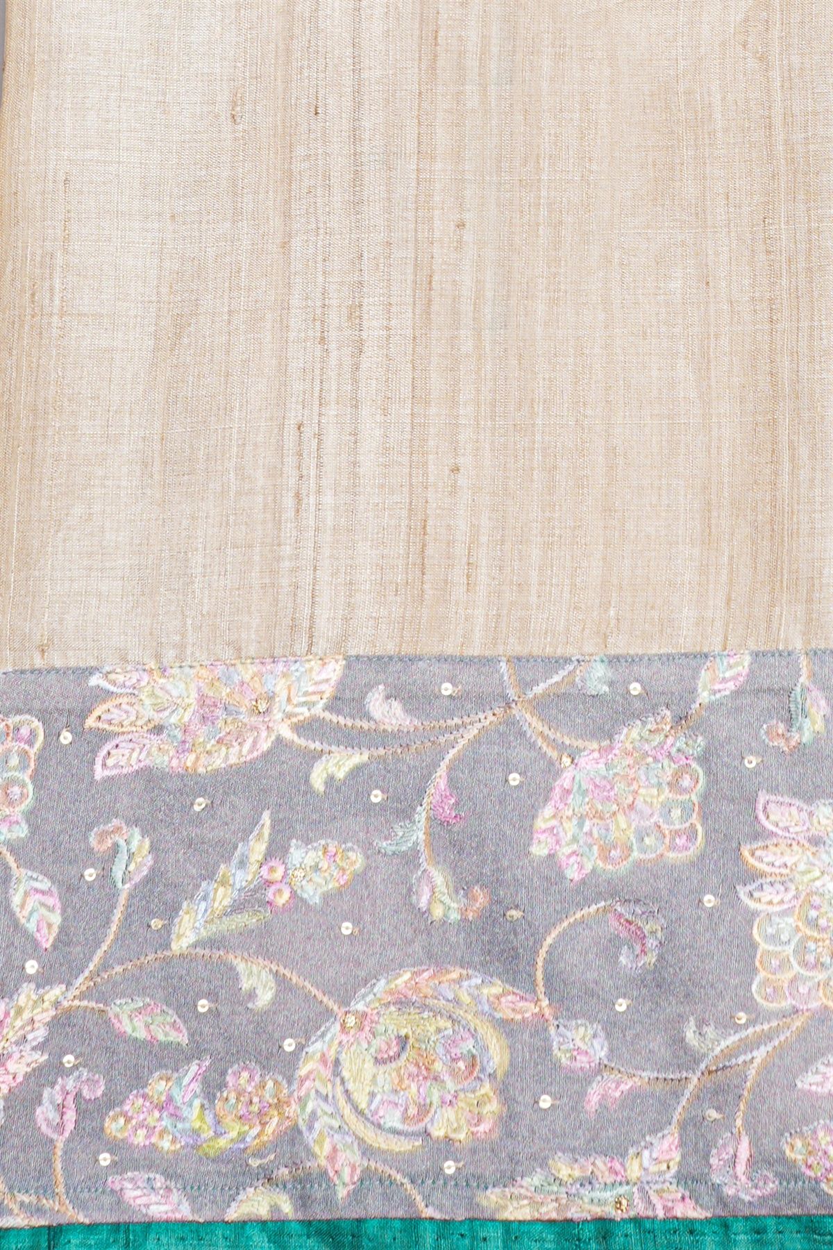 Designer Tussar Teal Green Saree