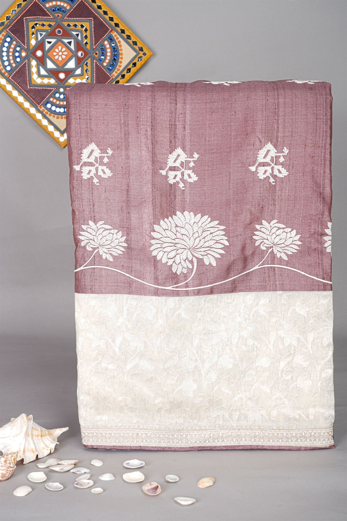 Designer Tussar Brown Saree